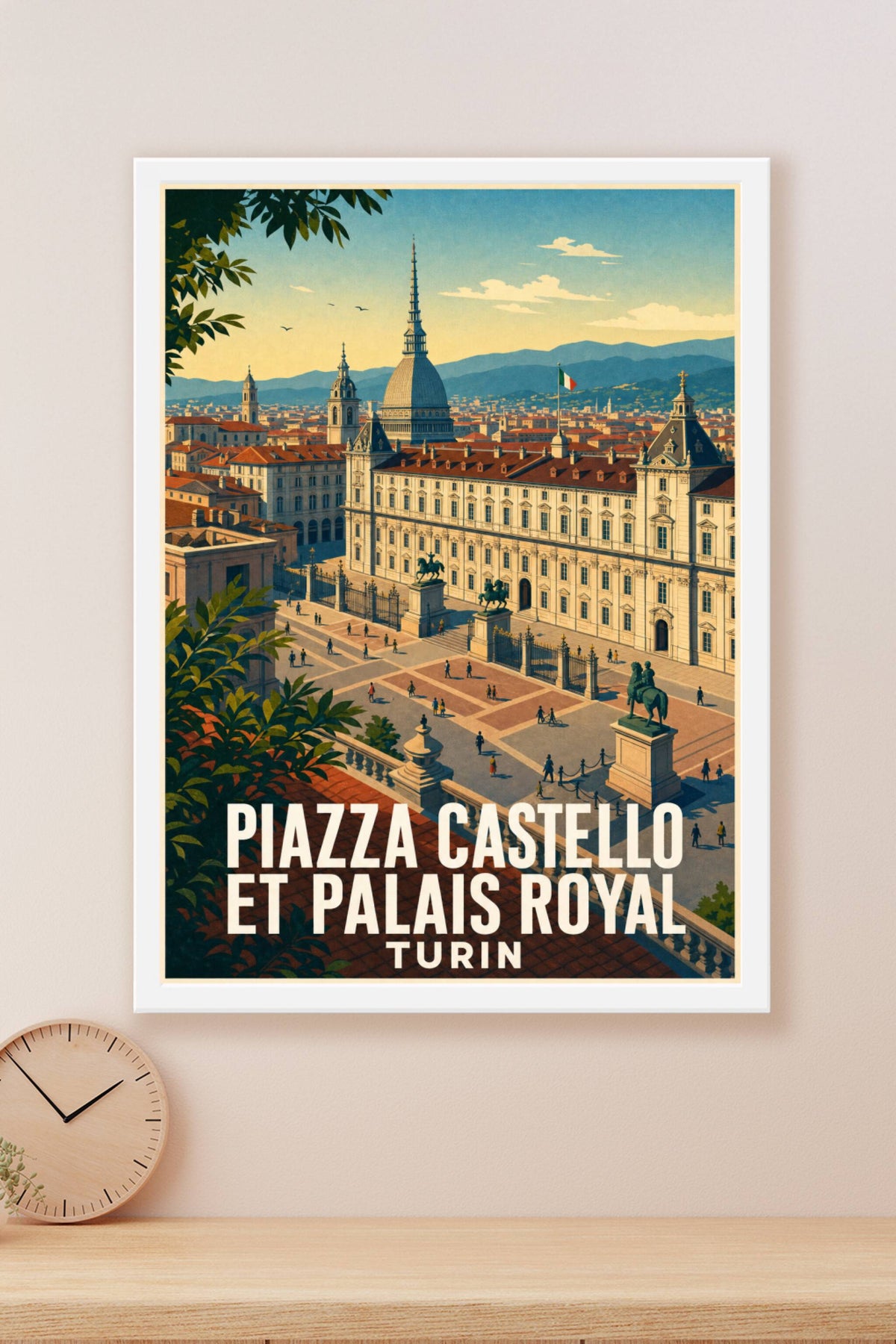 Affiche de Turin, Piazza Castello et Palais Royal