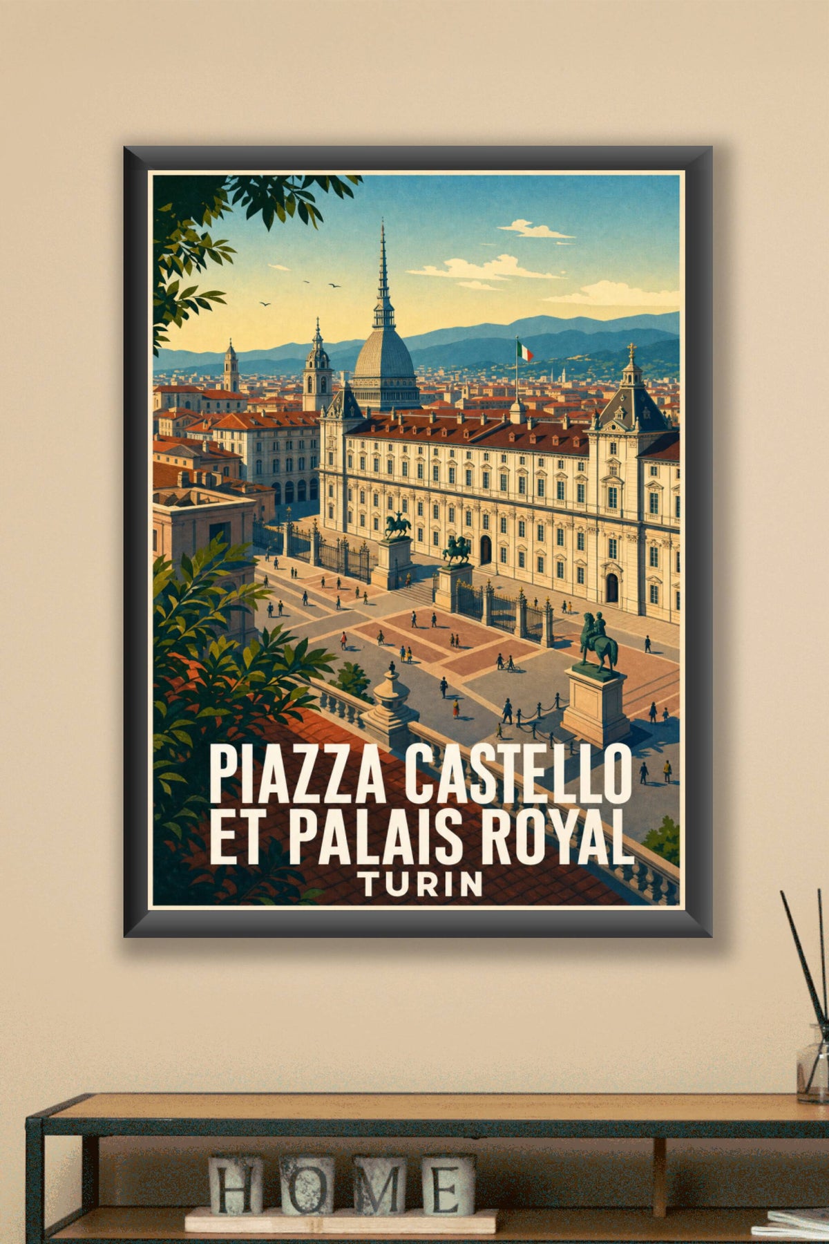 Affiche de Turin, Piazza Castello et Palais Royal