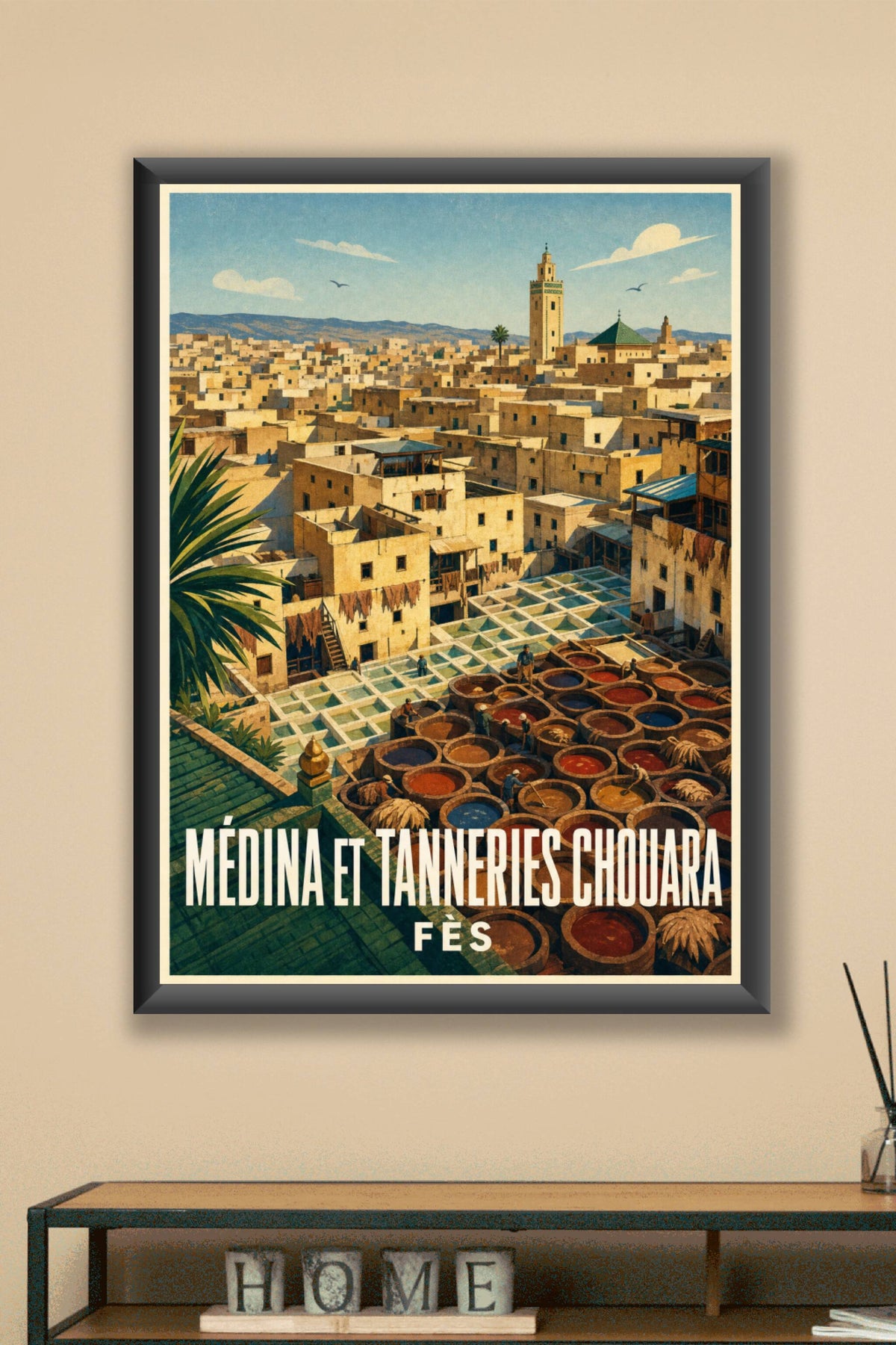 Affiche de Fès, poster tanneries Chouara