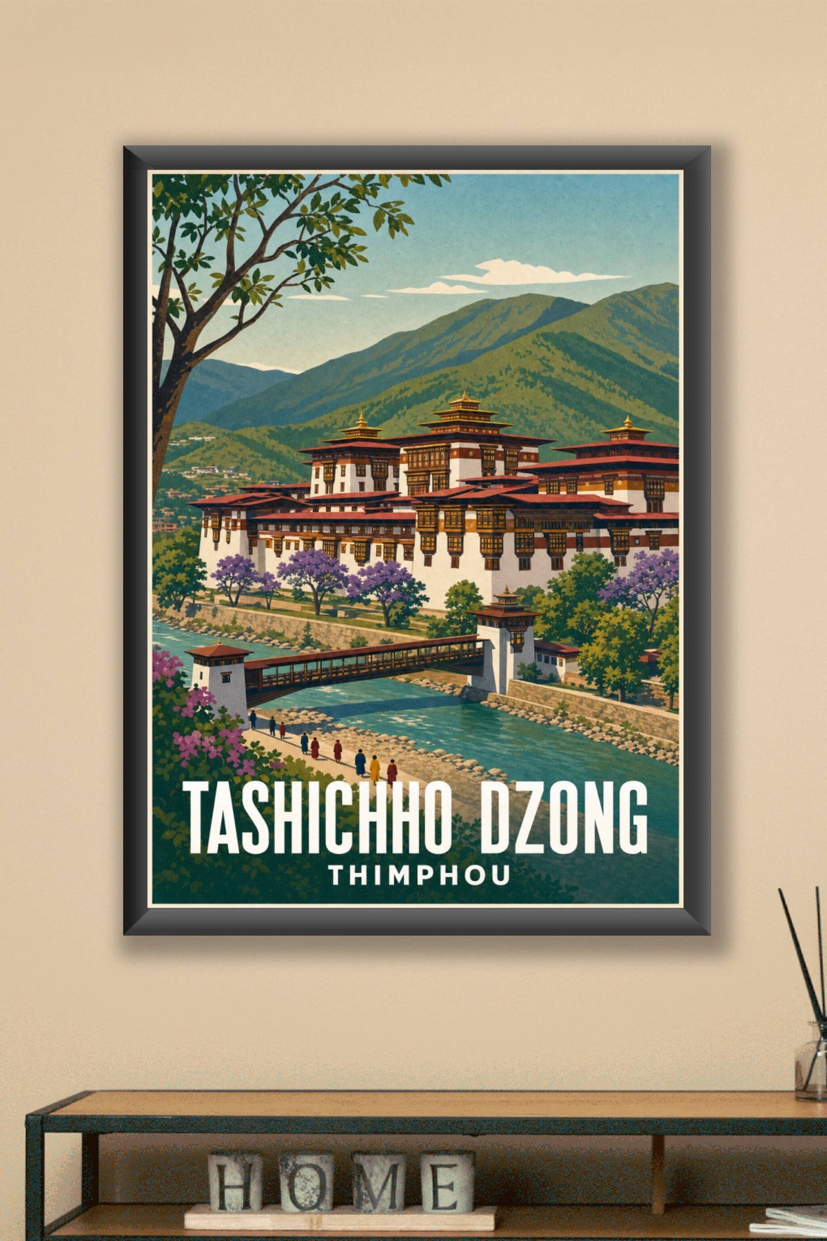Affiche de Thimphou, poster Tashichho Dzong