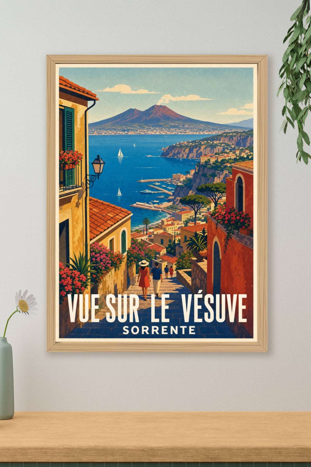 Affiche de Sorrente, poster vue sur le Vésuve
