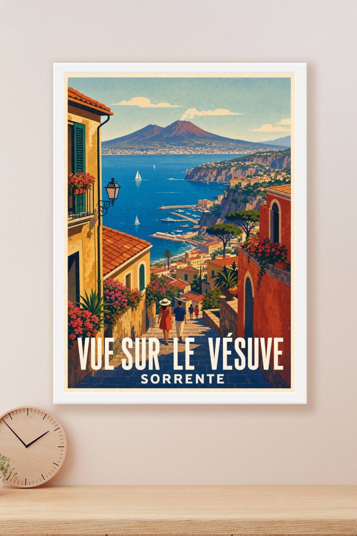 Affiche de Sorrente, poster vue sur le Vésuve