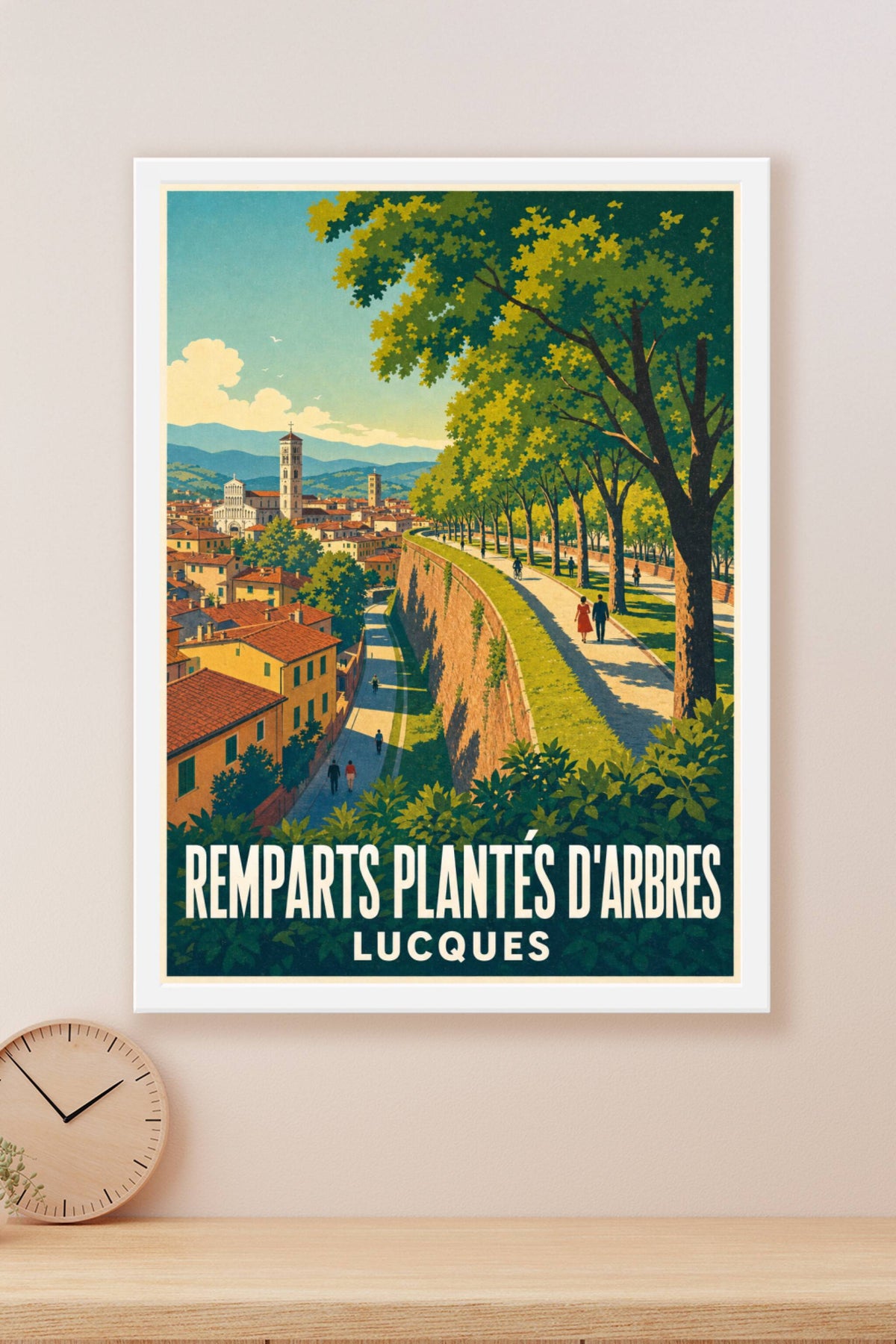 Affiche de Lucques, poster remparts arborés
