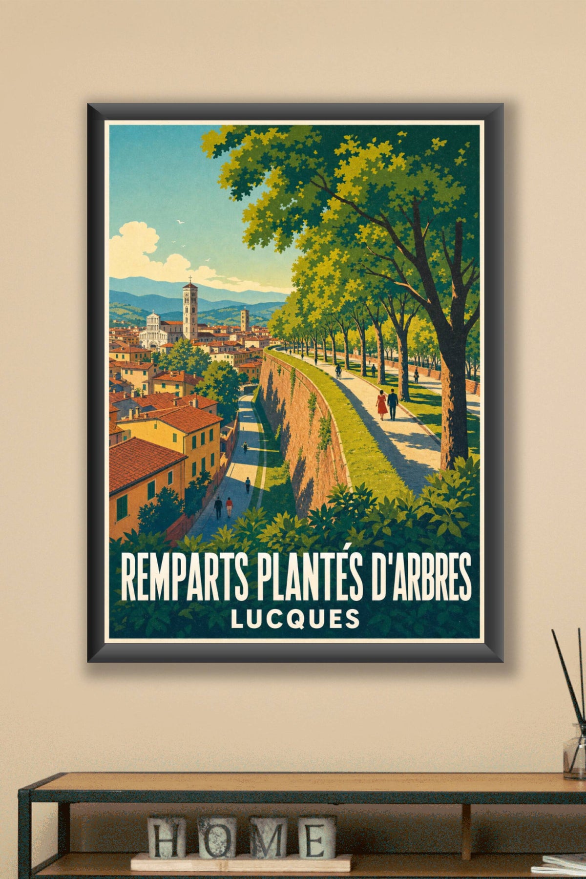 Affiche de Lucques, poster remparts arborés