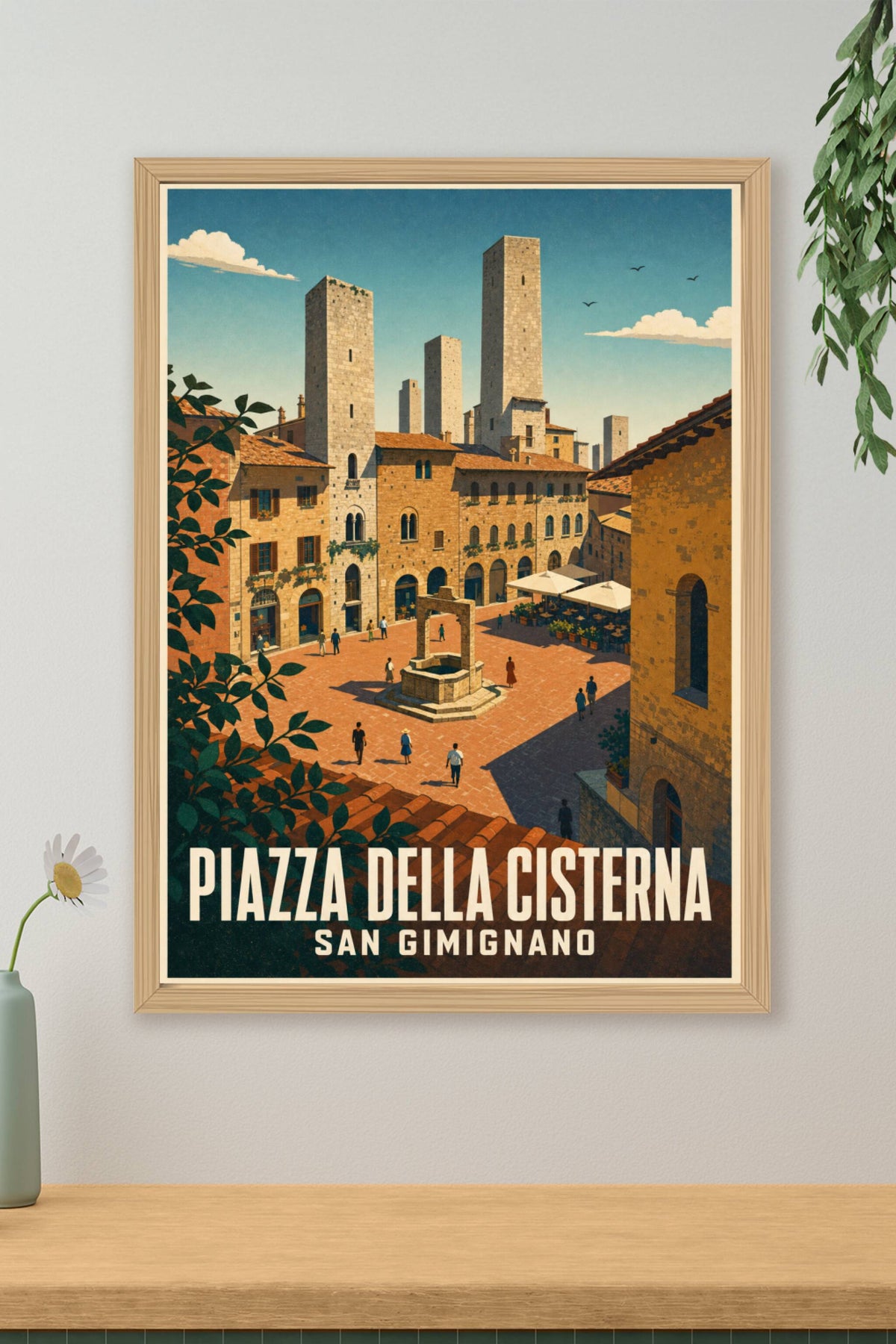 Affiche de San Gimignano, poster Piazza della Cisterna