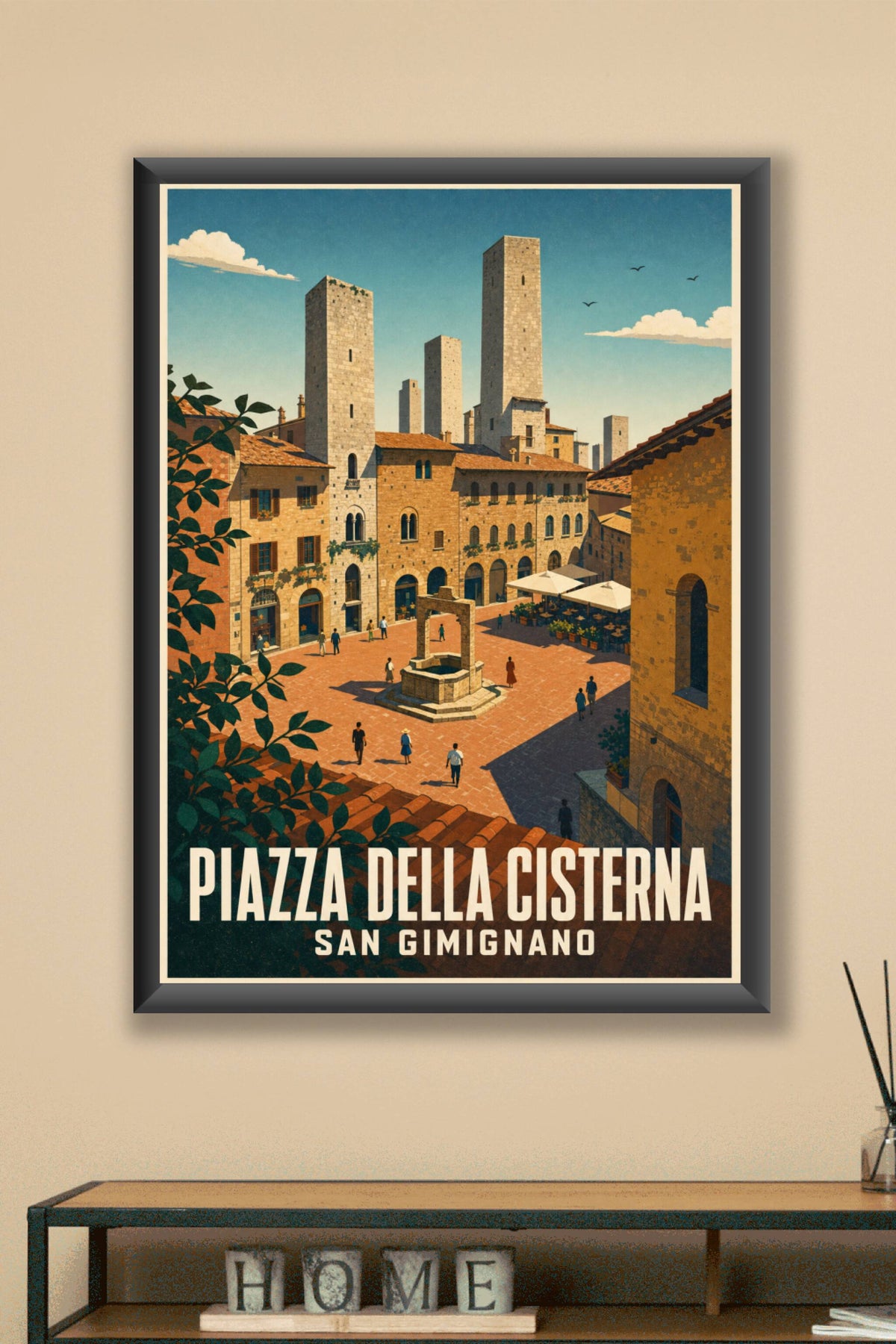 Affiche de San Gimignano, poster Piazza della Cisterna