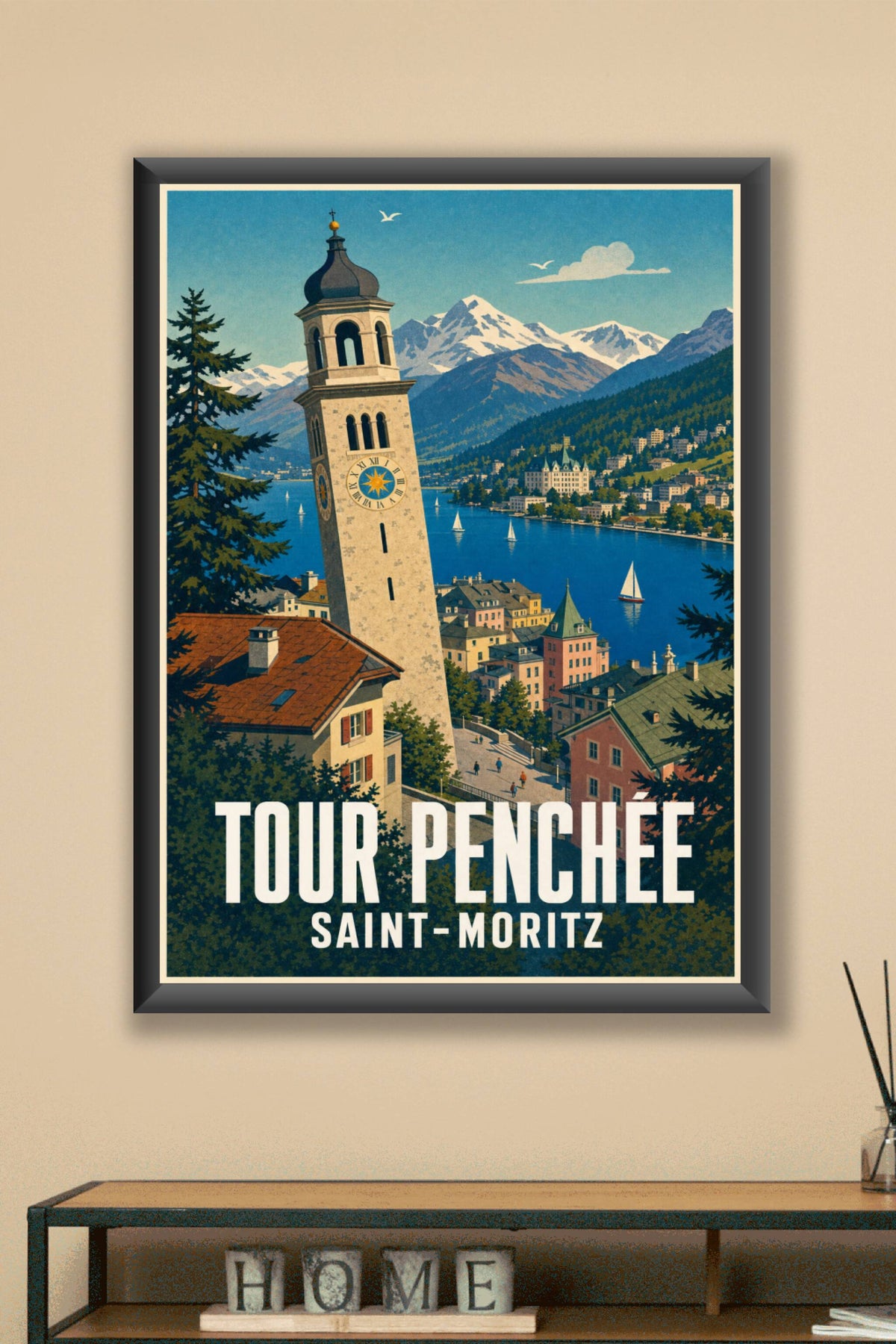 Poster de Saint-Moritz, Affiche Tour Penchée