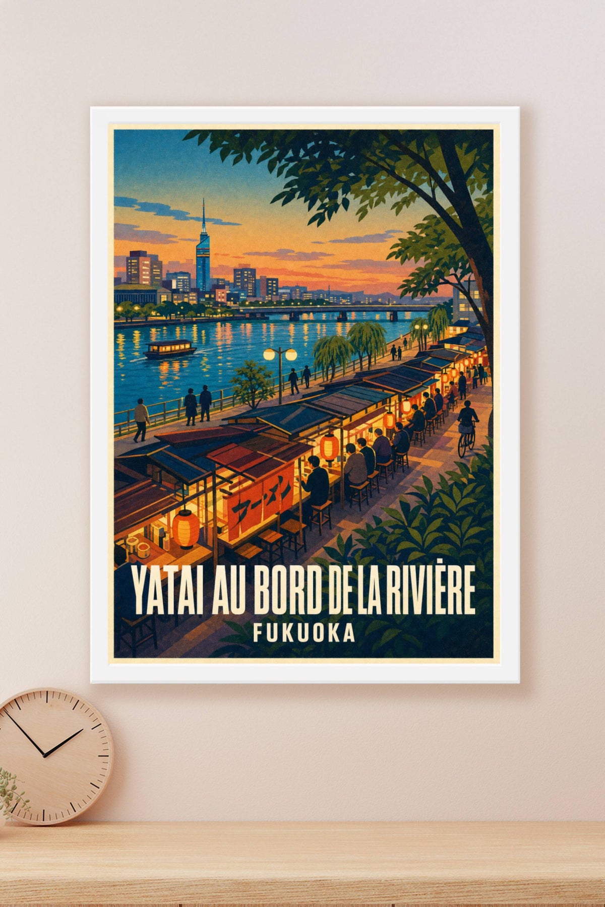 Affiche de Fukuoka, poster Yatai au bord de l'eau