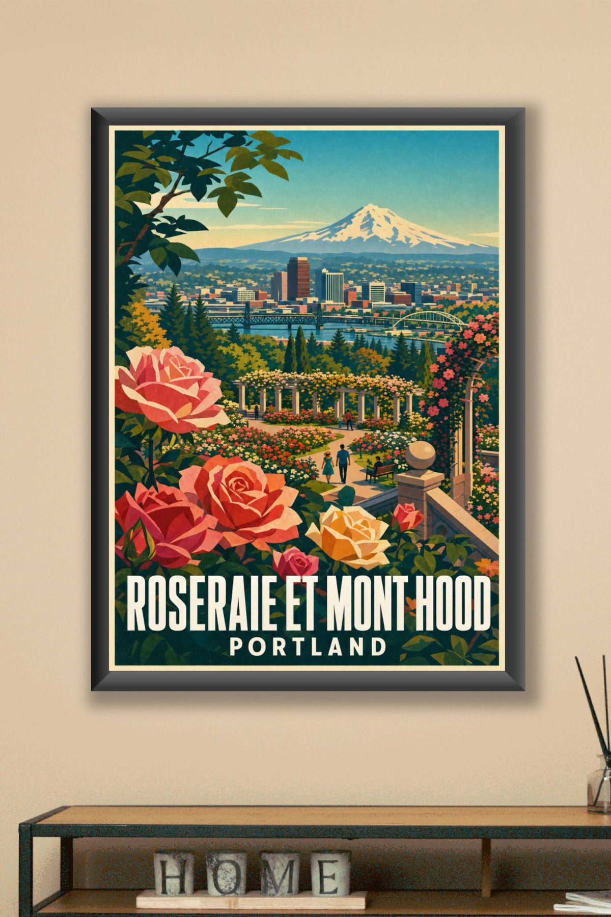 Poster de Portland, Roseraie et Mont Hood