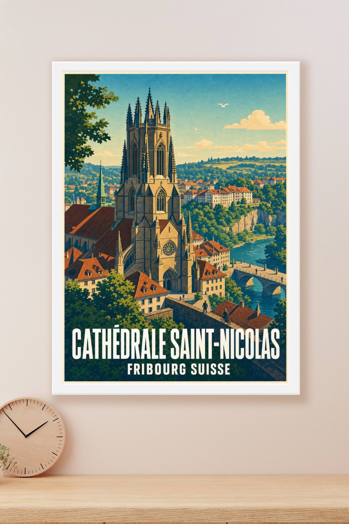 Affiche de la Cathédrale de Fribourg, poster Suisse