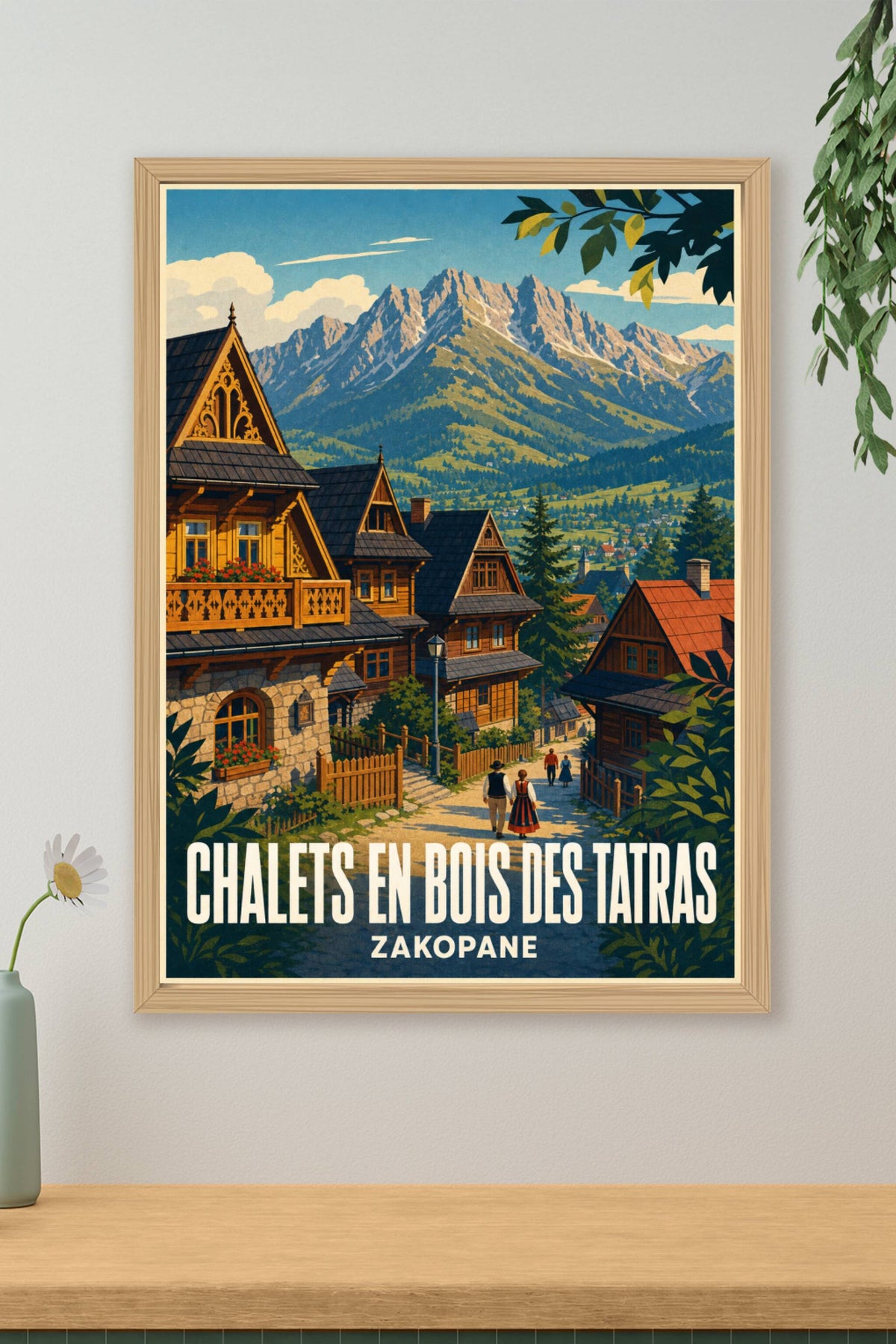 Affiche de Zakopane, chalets en bois des Tatras