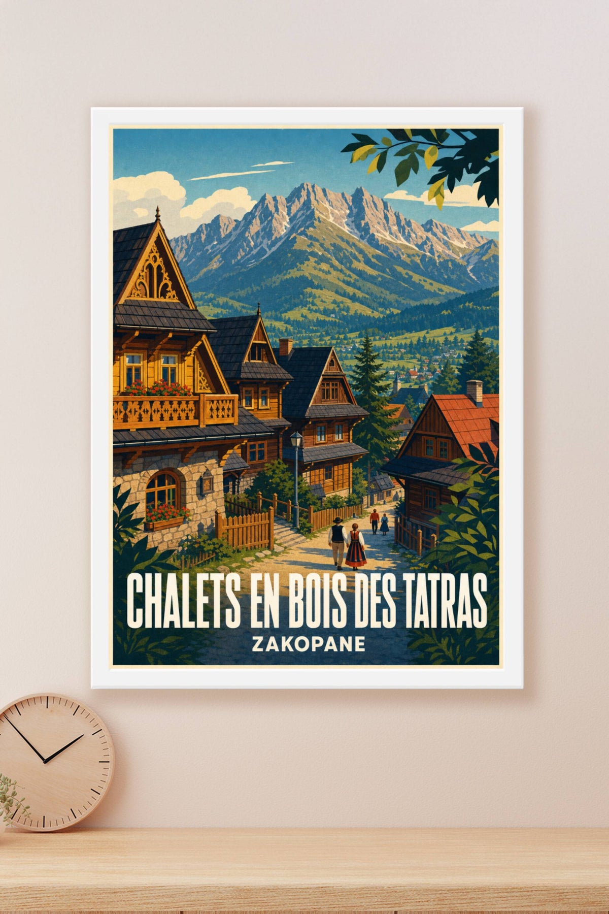 Affiche de Zakopane, chalets en bois des Tatras