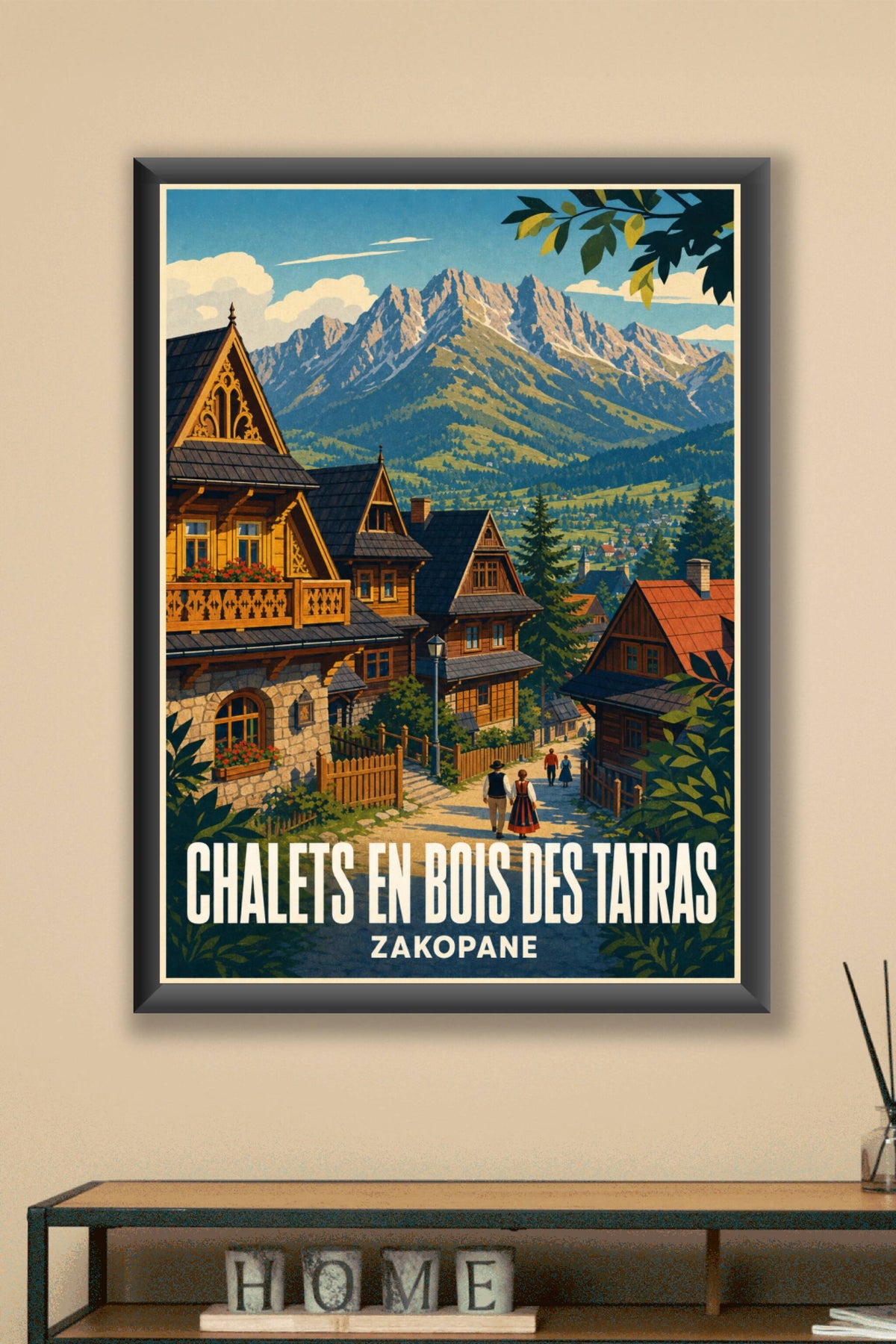 Affiche de Zakopane, chalets en bois des Tatras
