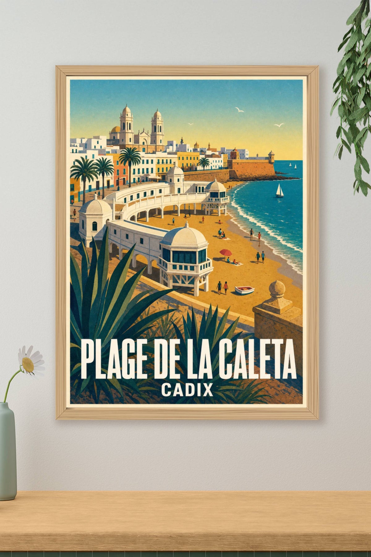 Affiche de la plage de La Caleta, poster de Cadix