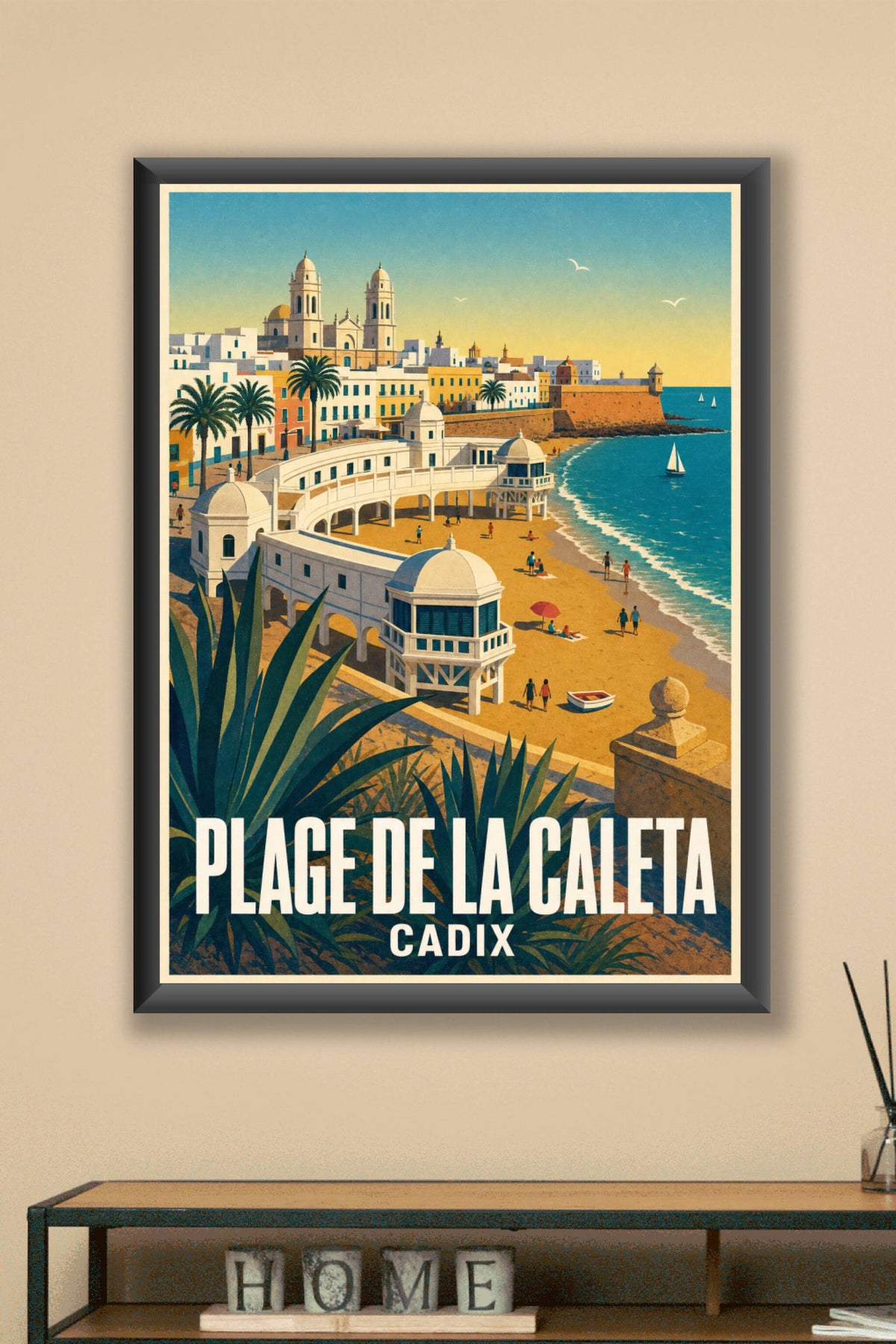 Affiche de la plage de La Caleta, poster de Cadix