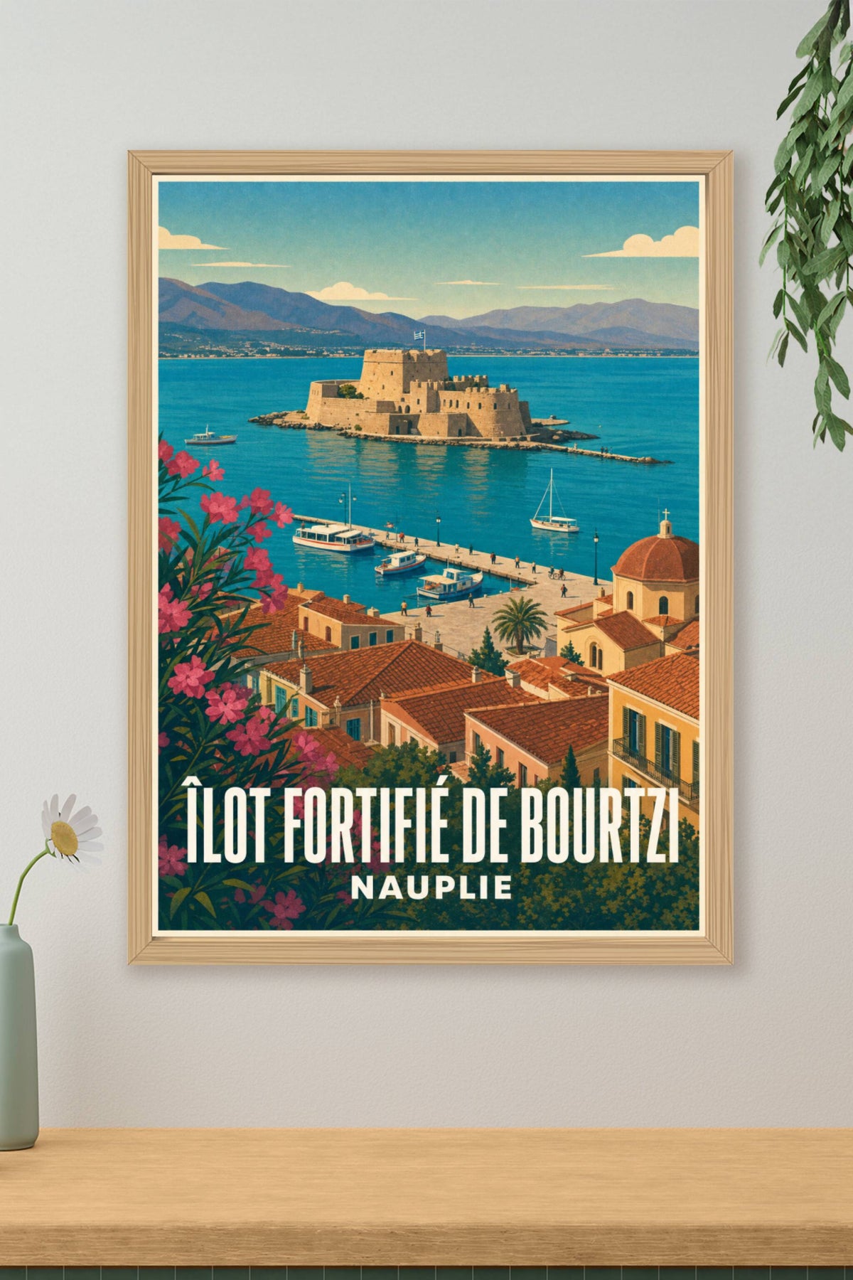 Affiche de Bourtzi, poster Nauplie Grèce