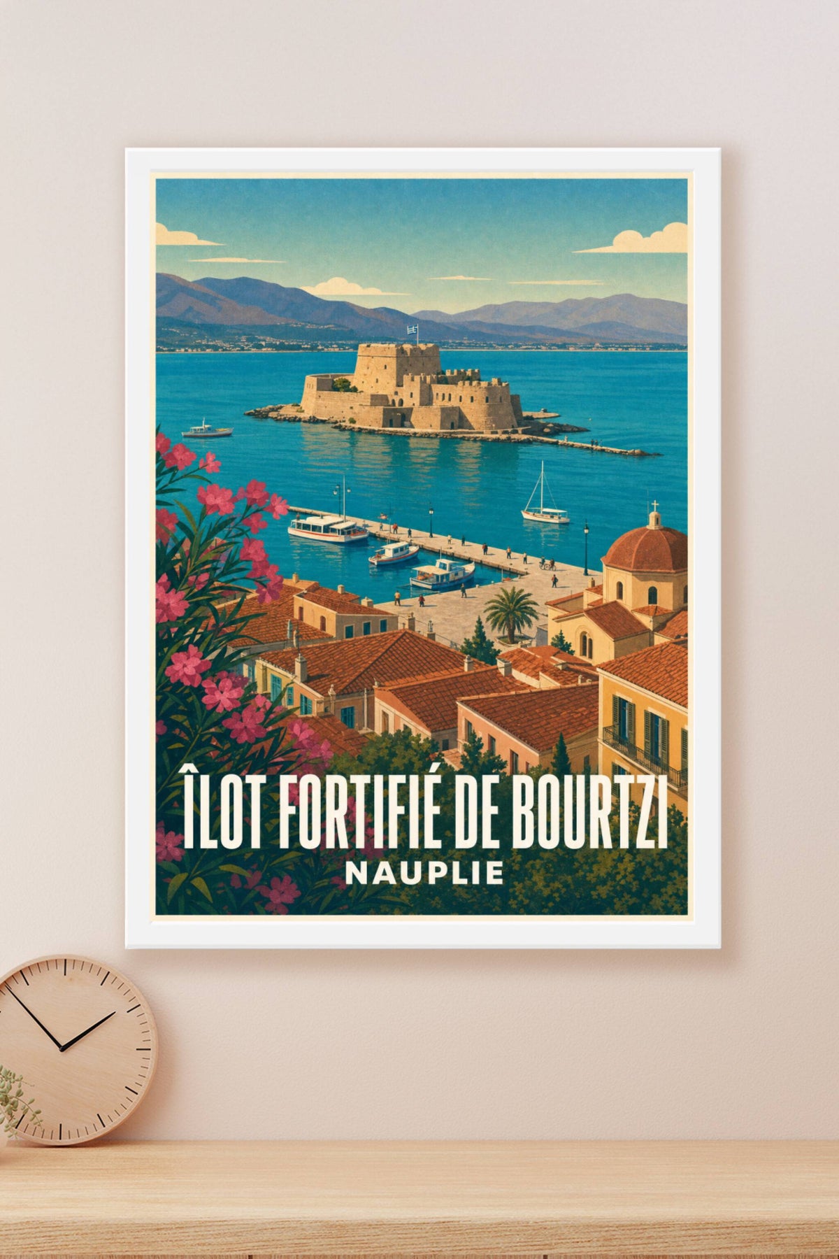 Affiche de Bourtzi, poster Nauplie Grèce
