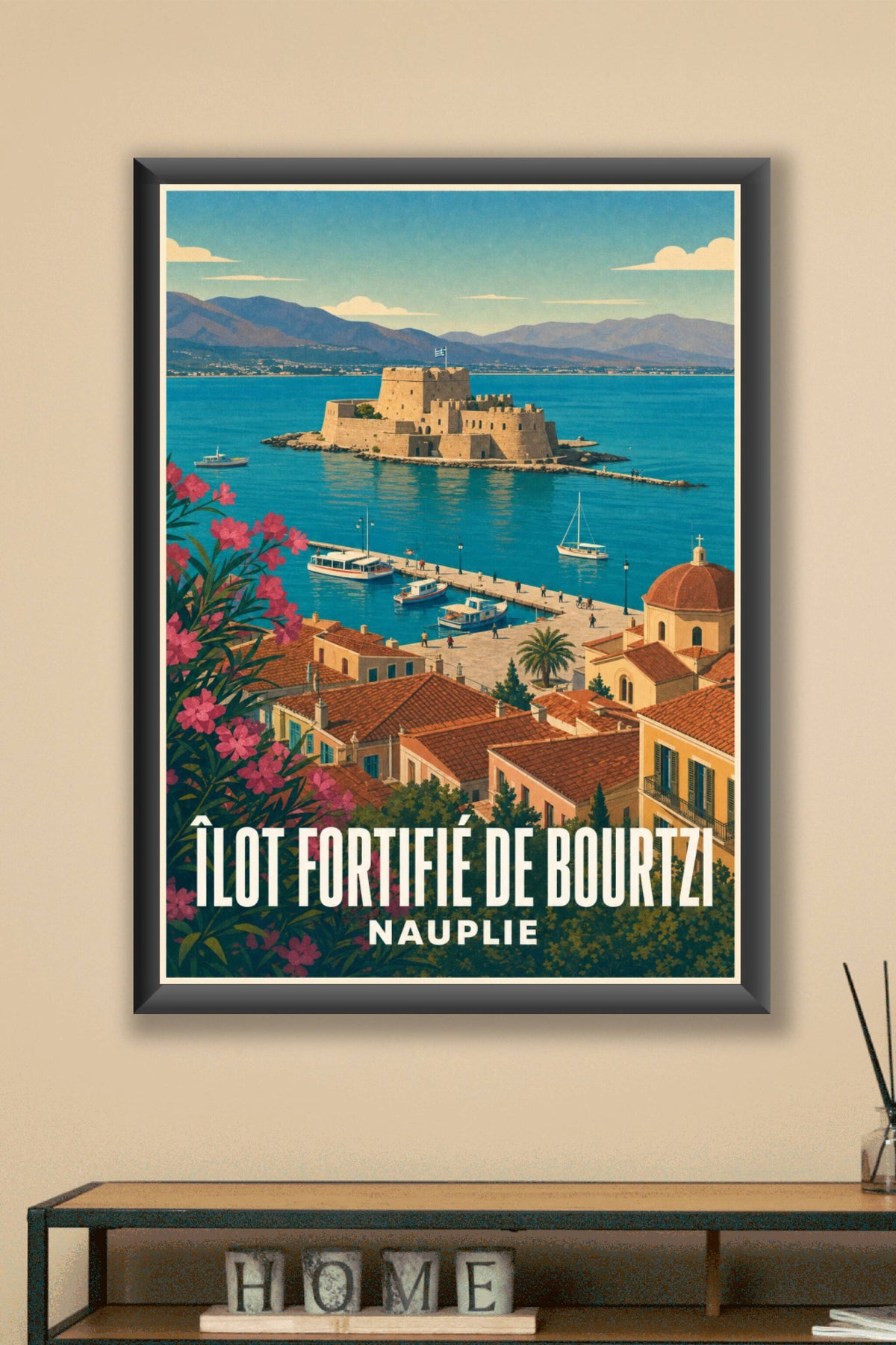 Affiche de Bourtzi, poster Nauplie Grèce