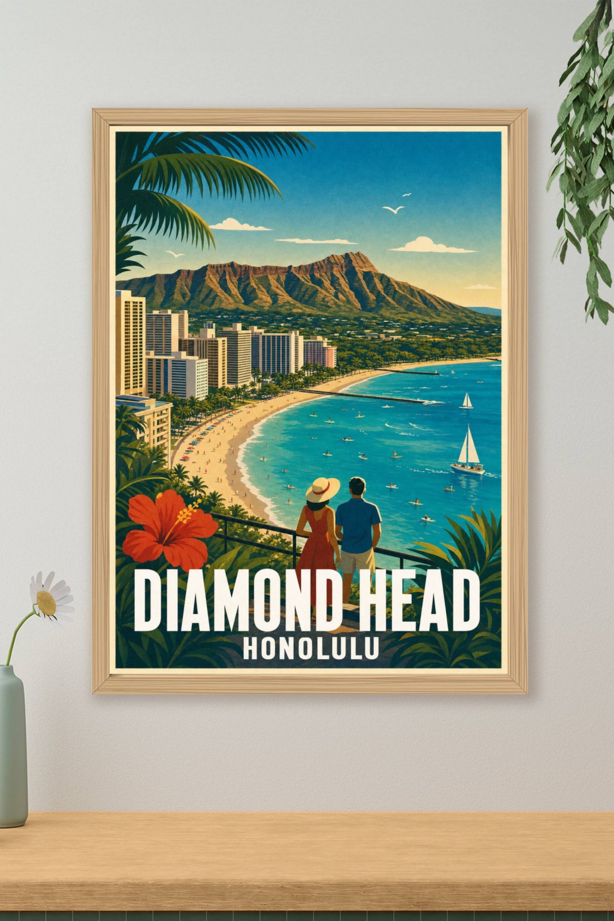 Affiche d'Honolulu, Diamond Head Hawaii