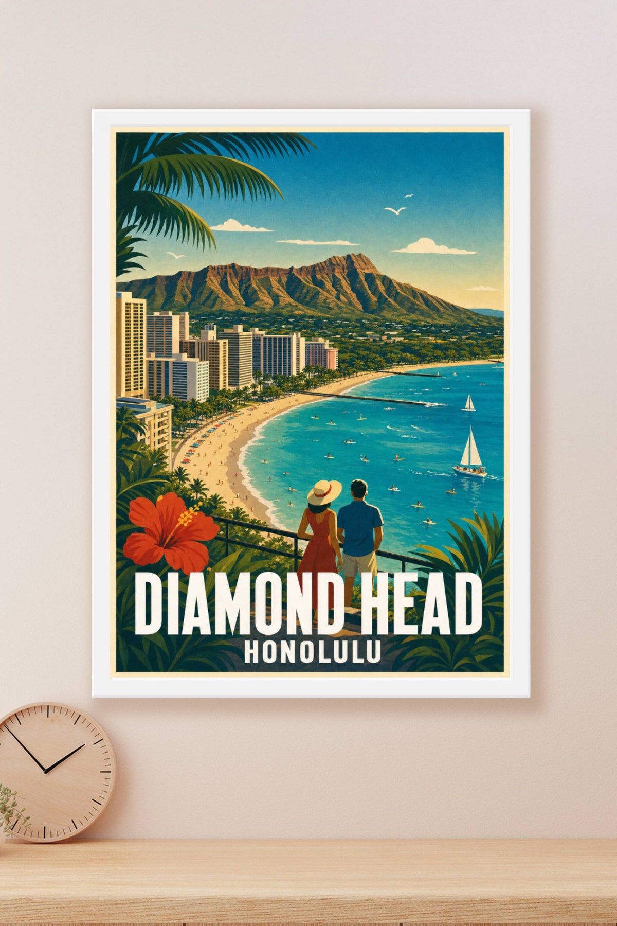 Affiche d'Honolulu, Diamond Head Hawaii