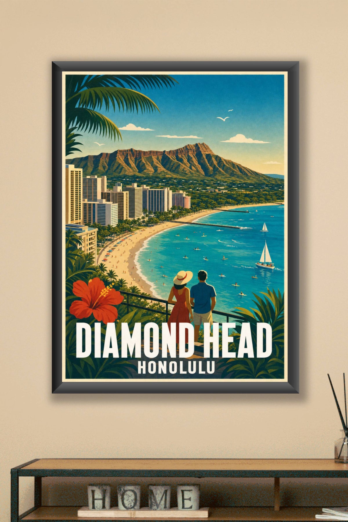 Affiche d'Honolulu, Diamond Head Hawaii
