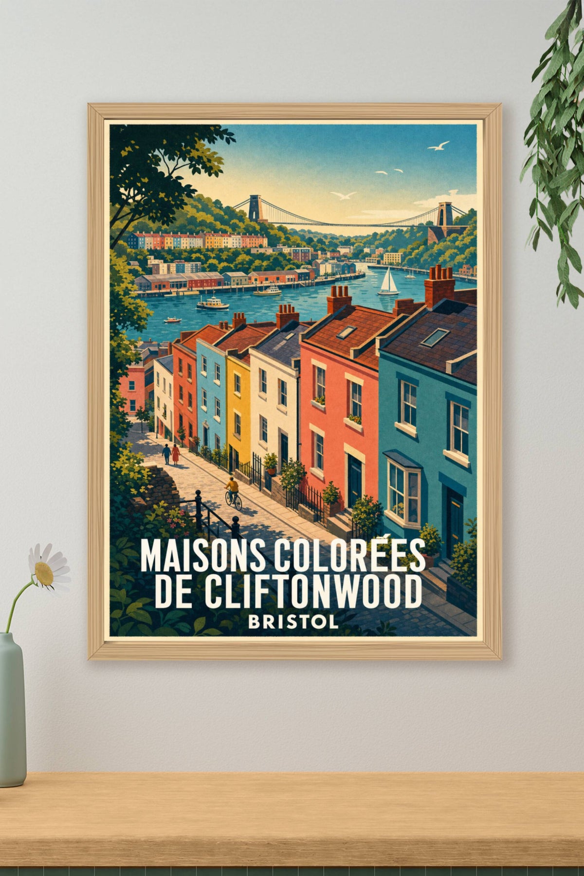 Affiche de Bristol, poster maisons colorées