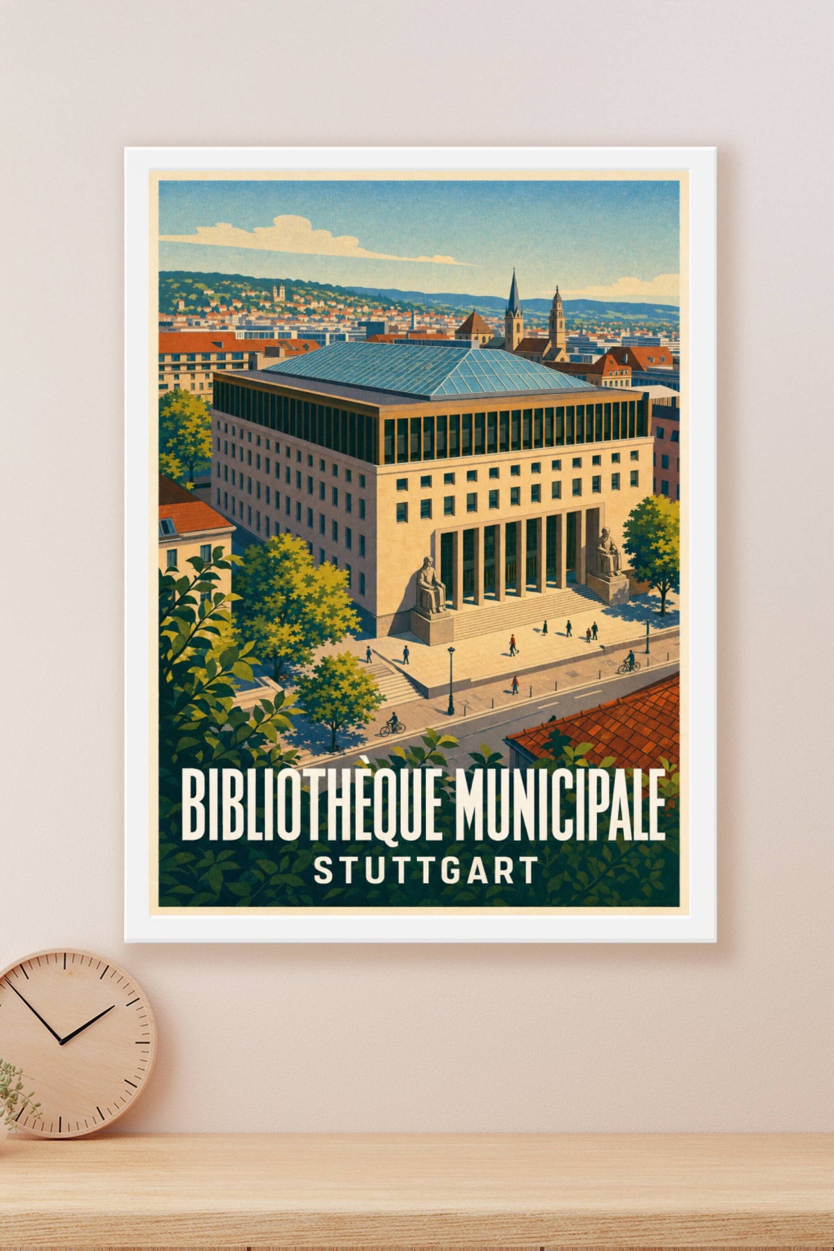Affiche de Stuttgart, poster Bibliothèque municipale