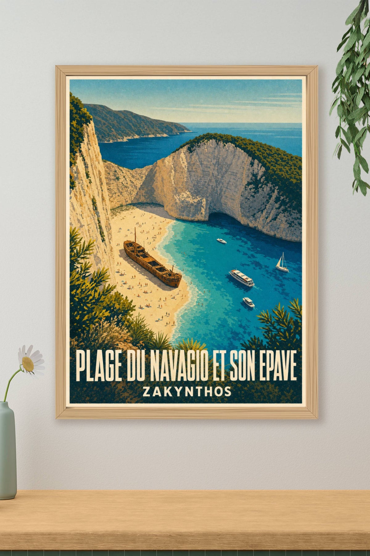 Affiche de la plage du Navagio, poster Grèce