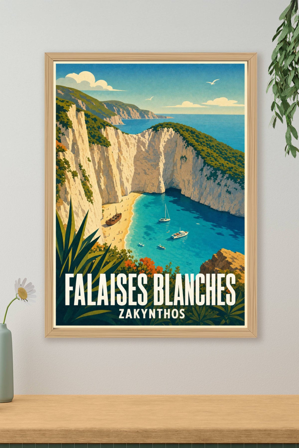 Affiche de Zakynthos, poster falaises blanches