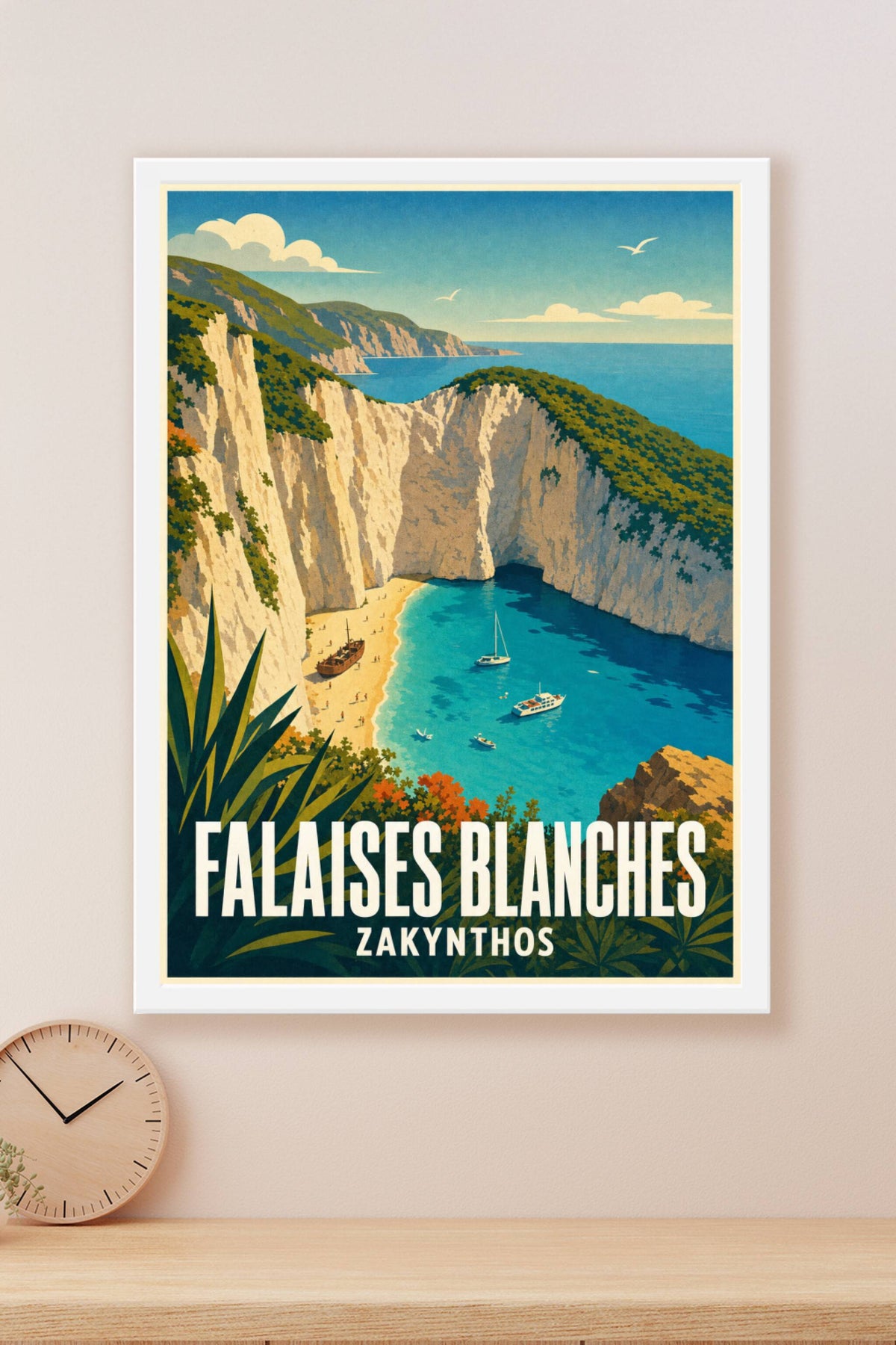 Affiche de Zakynthos, poster falaises blanches