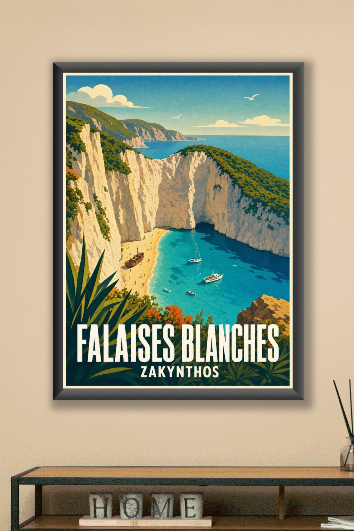 Affiche de Zakynthos, poster falaises blanches