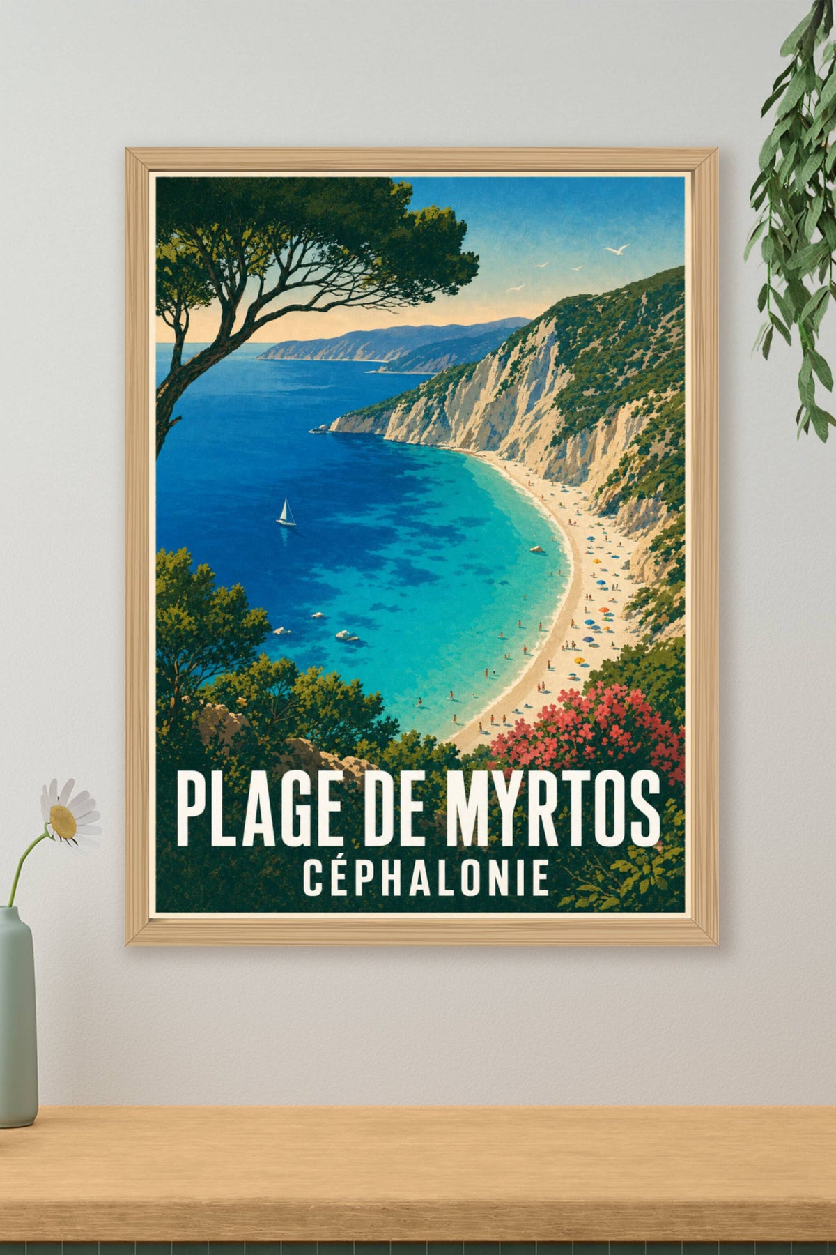 Affiche de la plage de Myrtos, poster Céphalonie