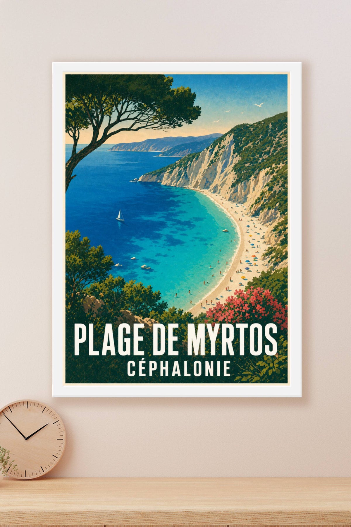 Affiche de la plage de Myrtos, poster Céphalonie