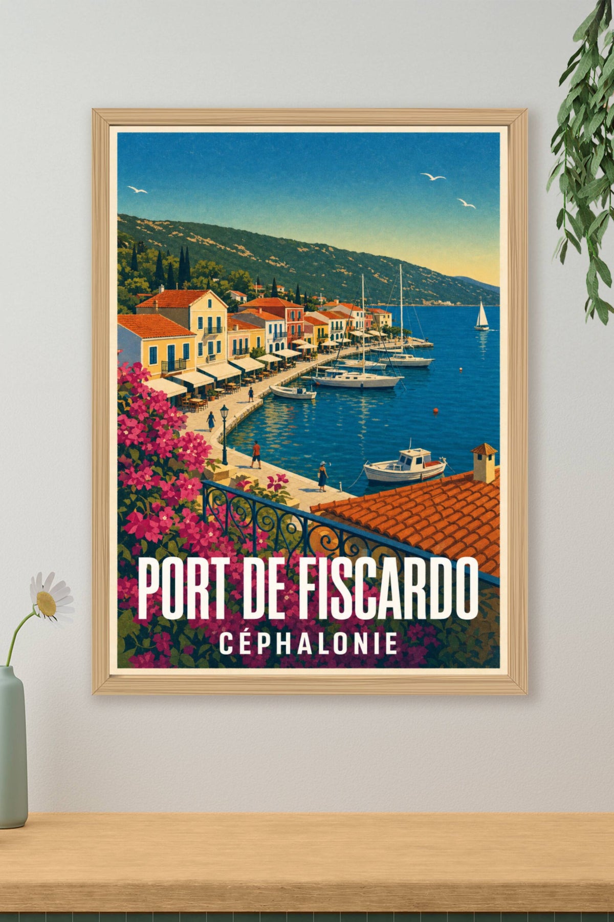 Affiche du Port de Fiscardo, poster Grèce