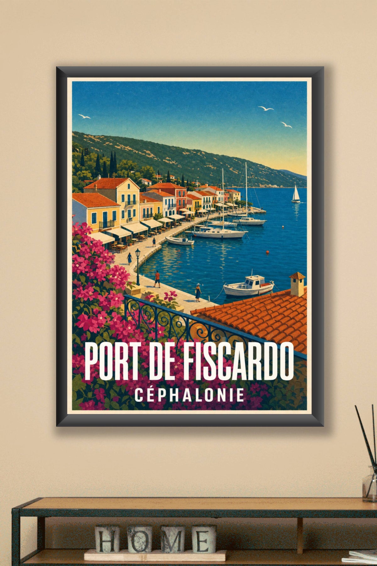 Affiche du Port de Fiscardo, poster Grèce
