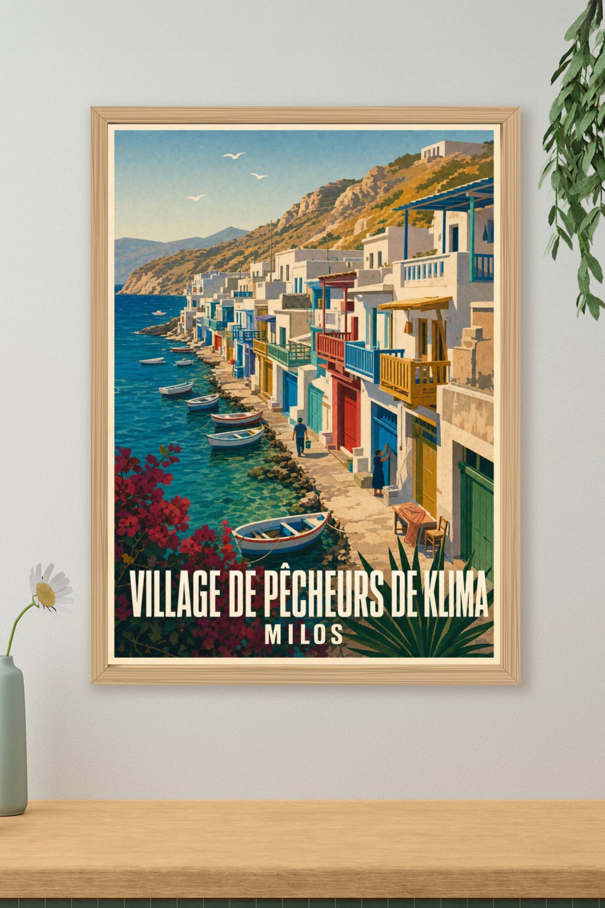Affiche du village de Klima, poster Milos