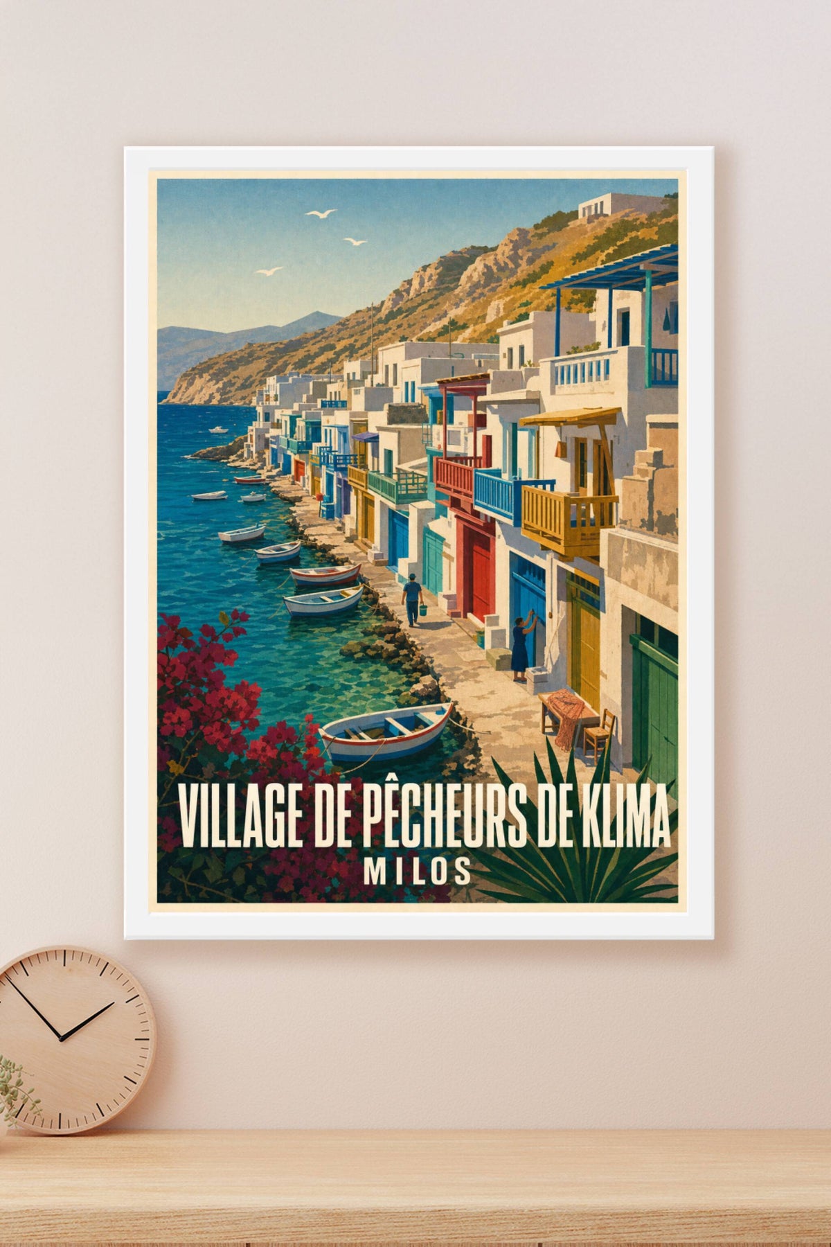 Affiche du village de Klima, poster Milos