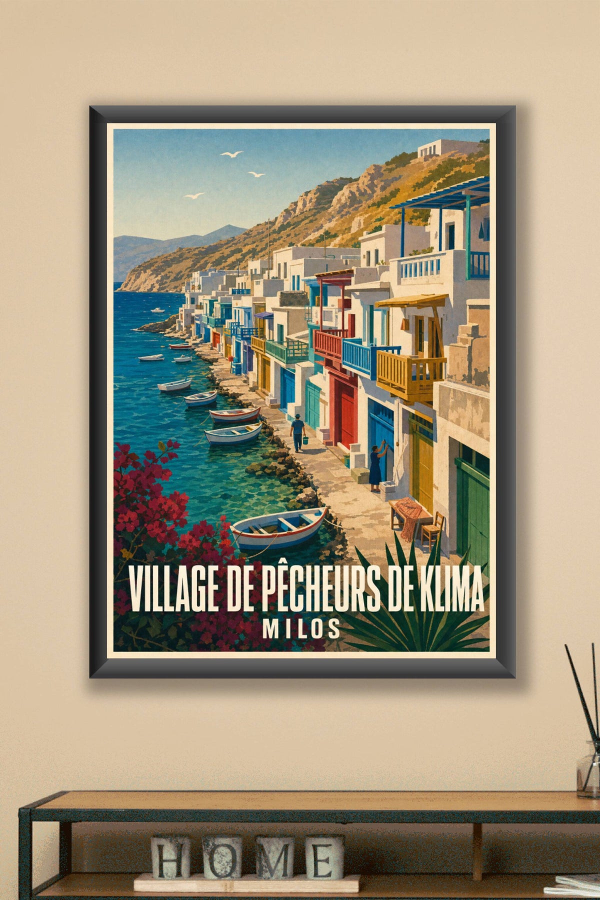 Affiche du village de Klima, poster Milos