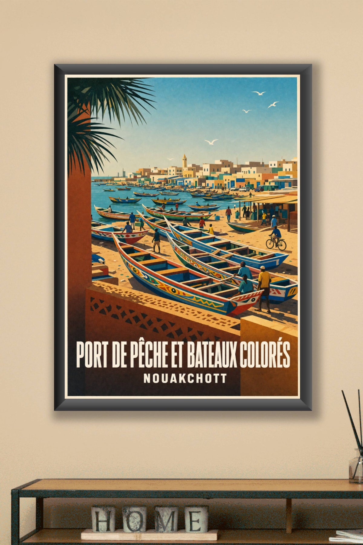 Poster de Nouakchott, bateaux colorés