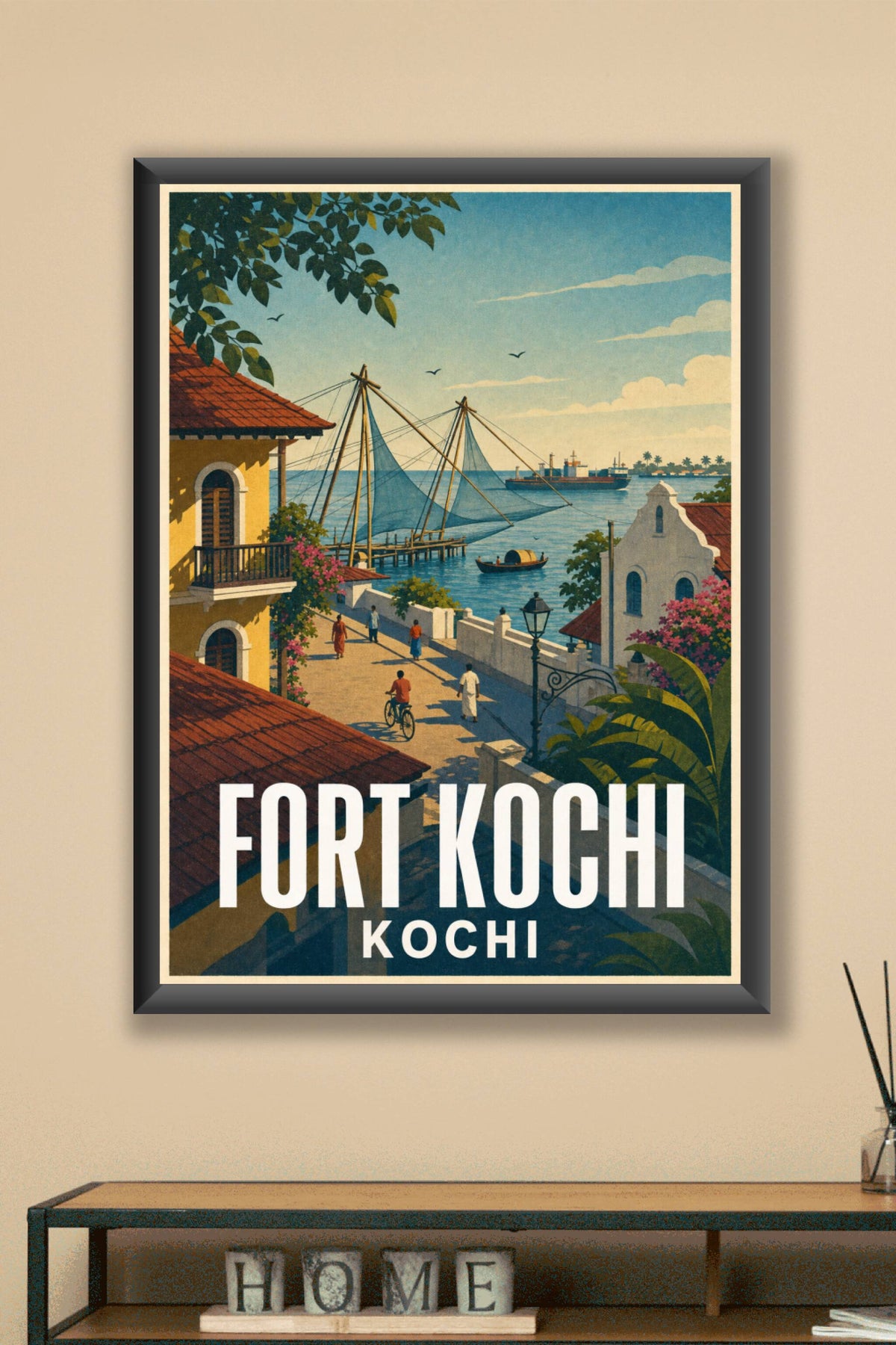 Affiche de Fort Kochi, filets de pêche chinois