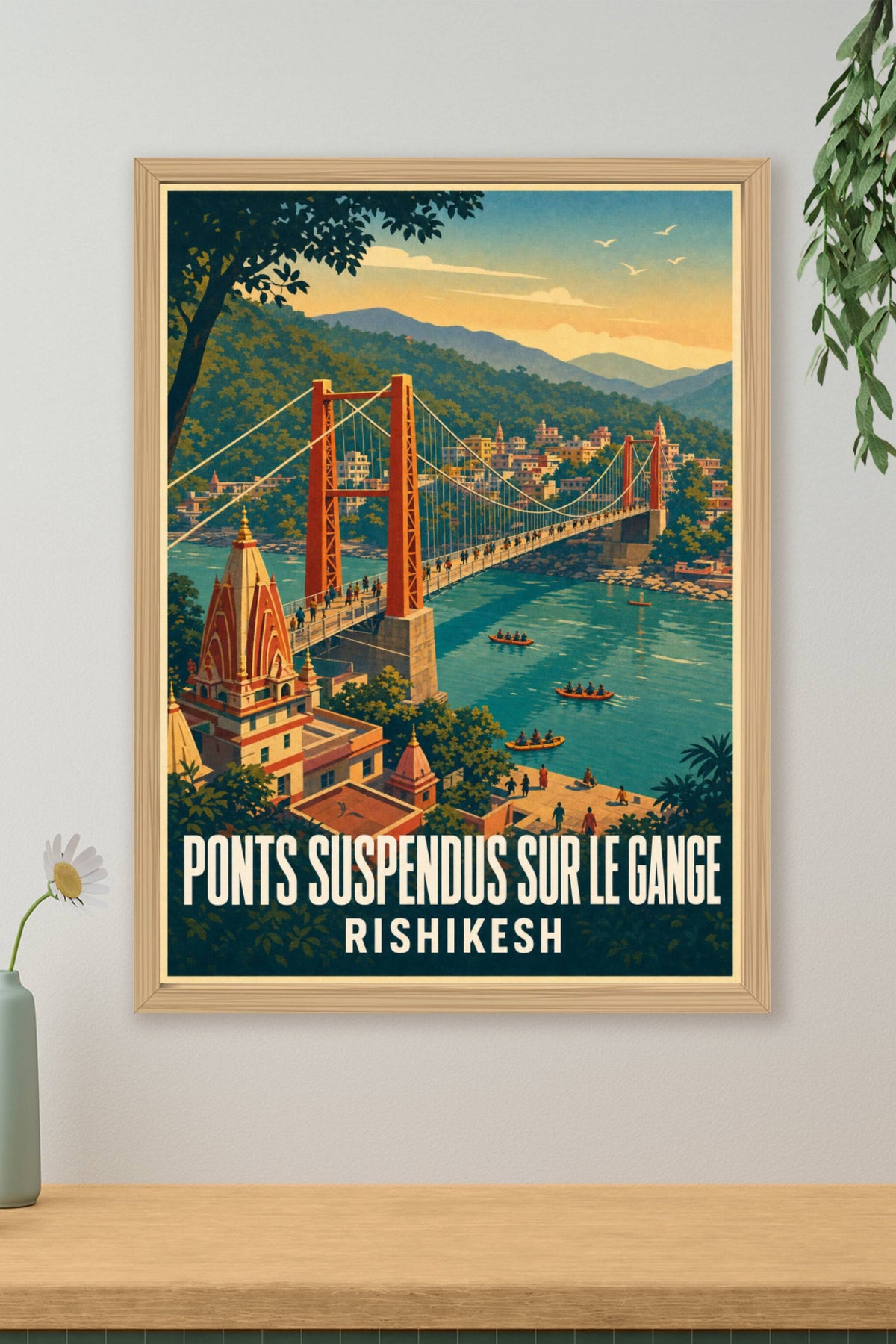 Affiche de Rishikesh, poster pont sur le Gange