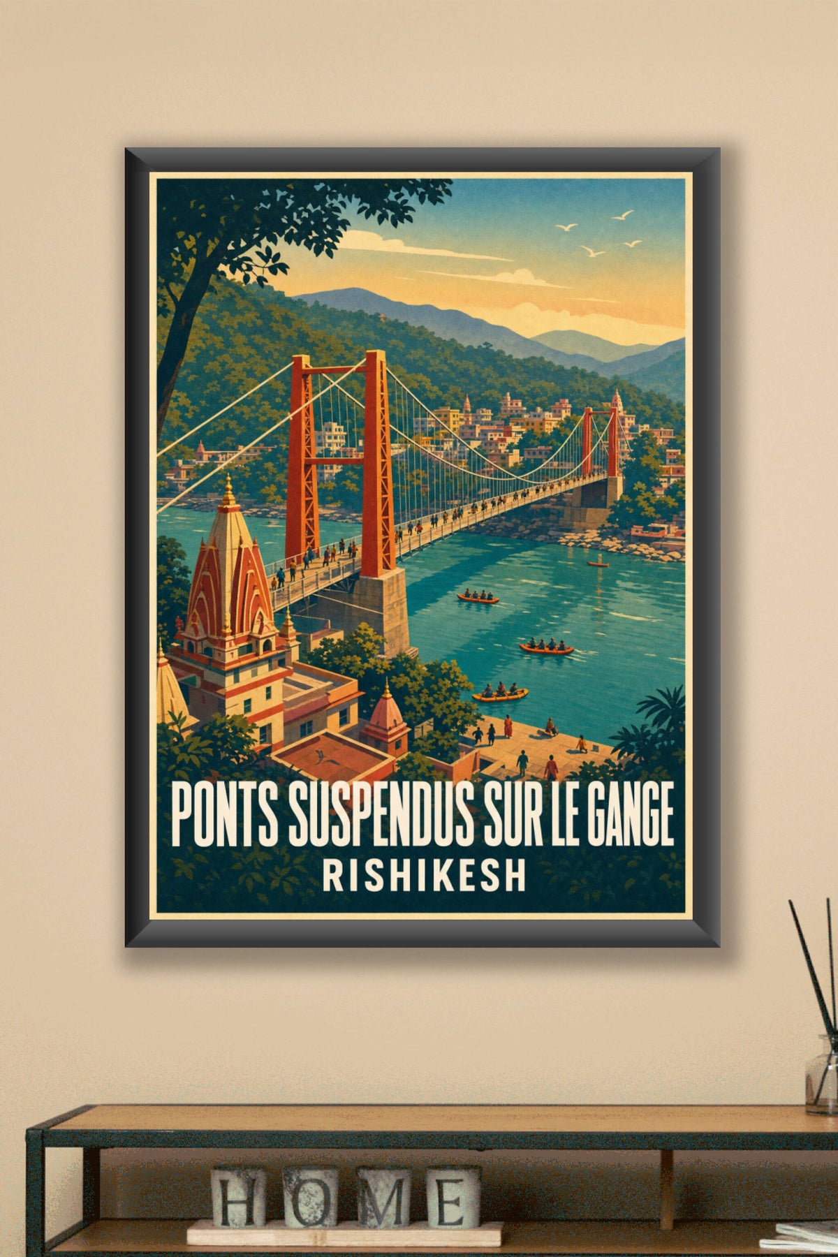 Affiche de Rishikesh, poster pont sur le Gange