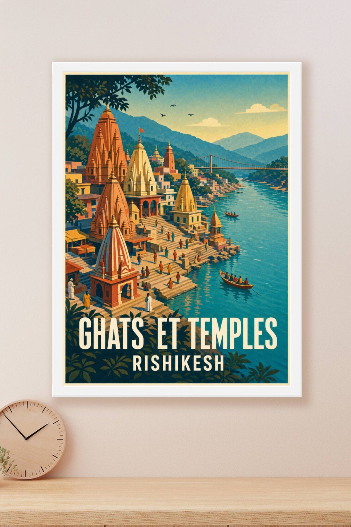 Affiche de Rishikesh, poster ghats et temples