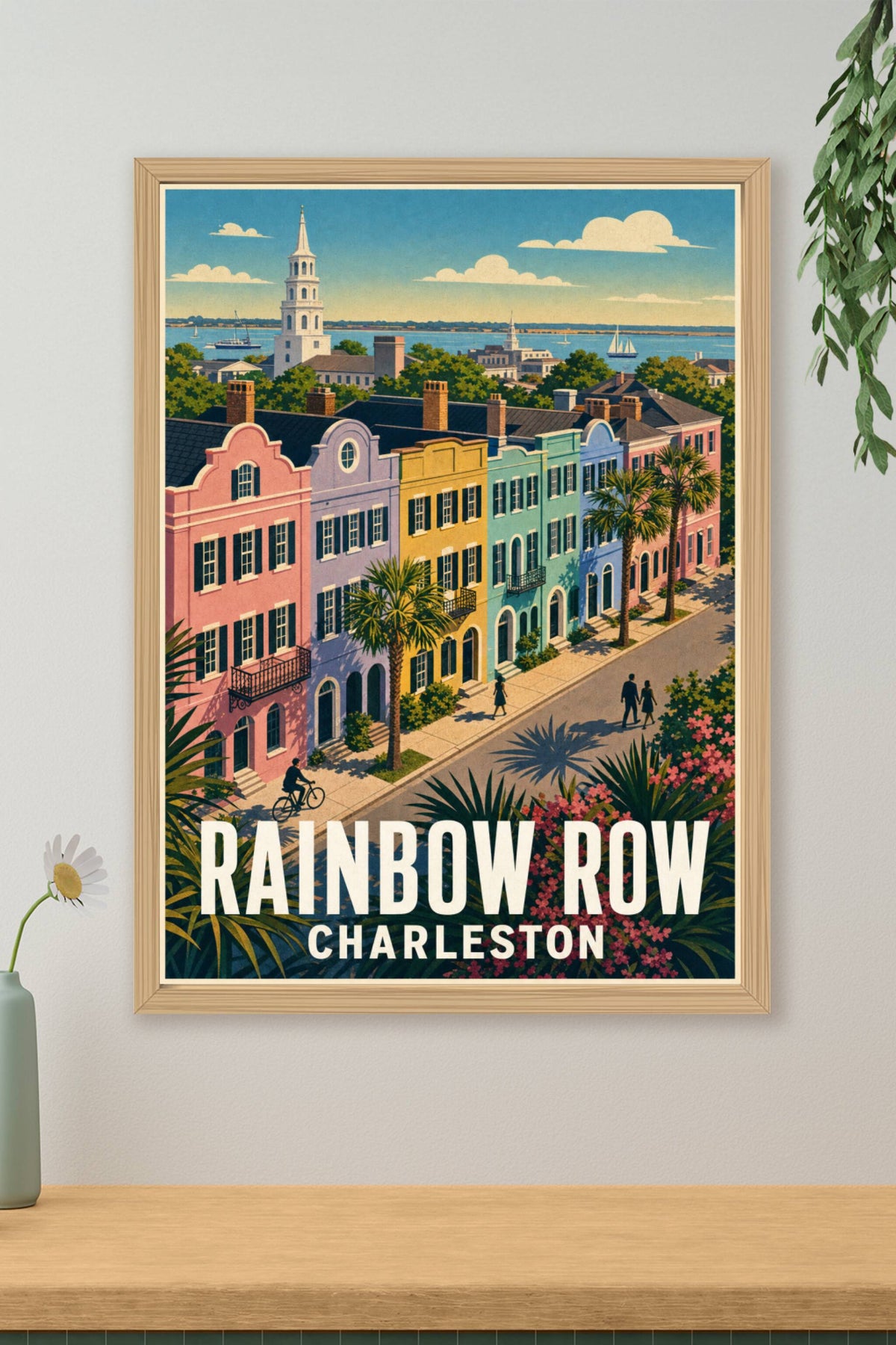 Affiche de Charleston, poster Rainbow Row