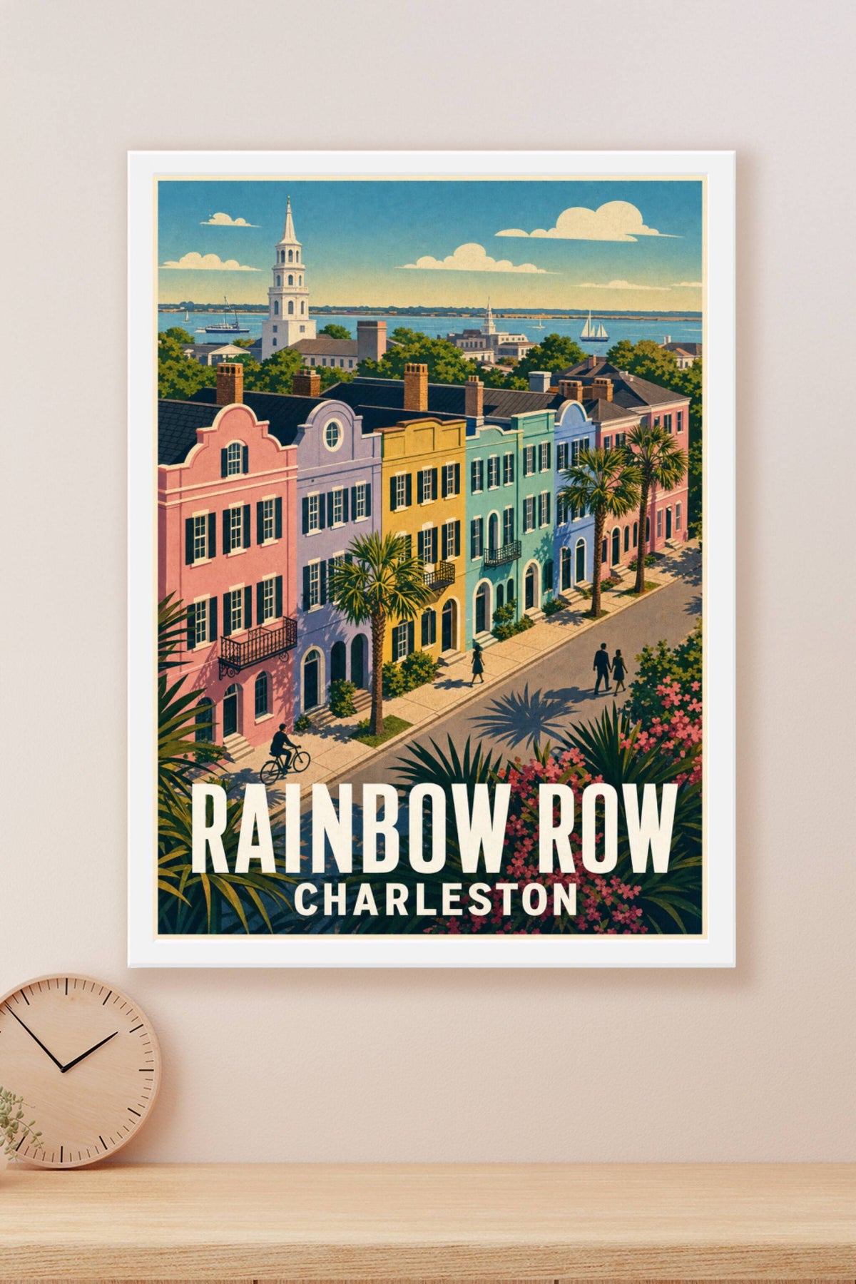 Affiche de Charleston, poster Rainbow Row