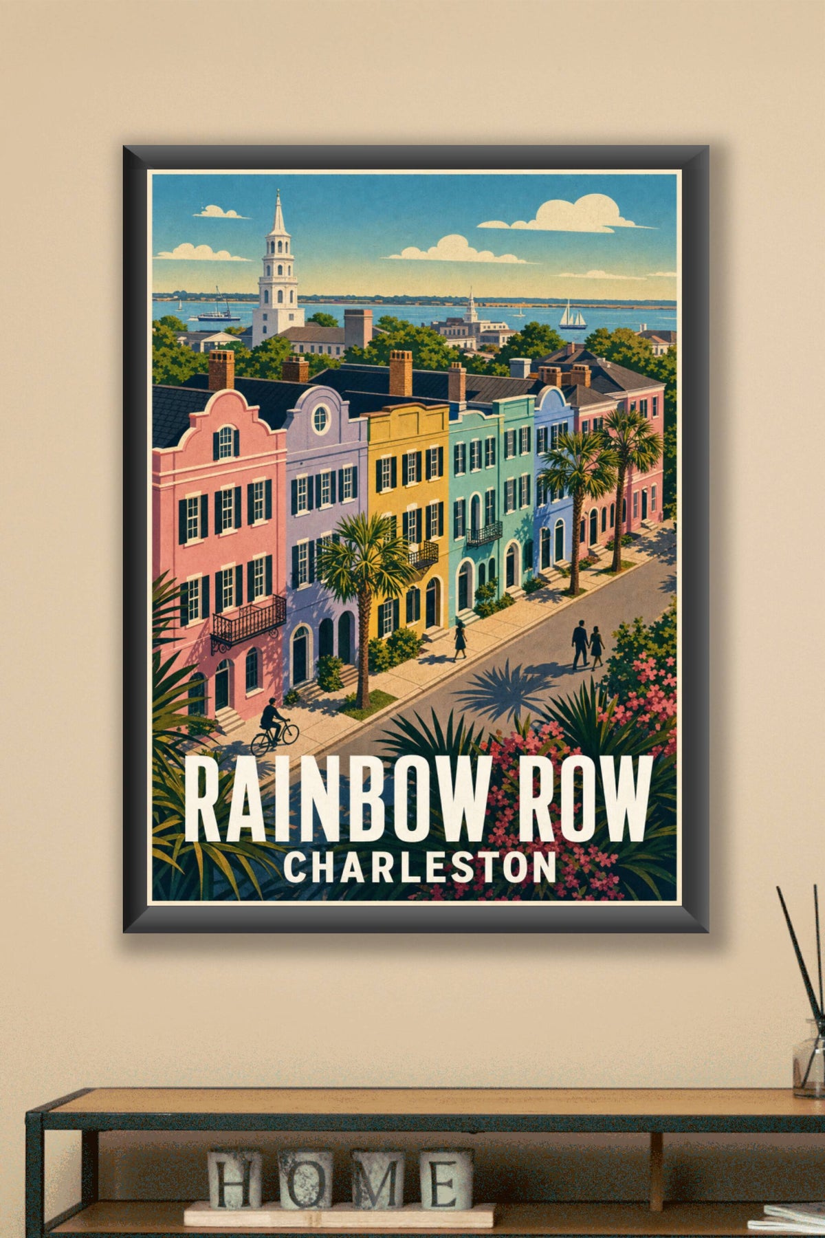 Affiche de Charleston, poster Rainbow Row