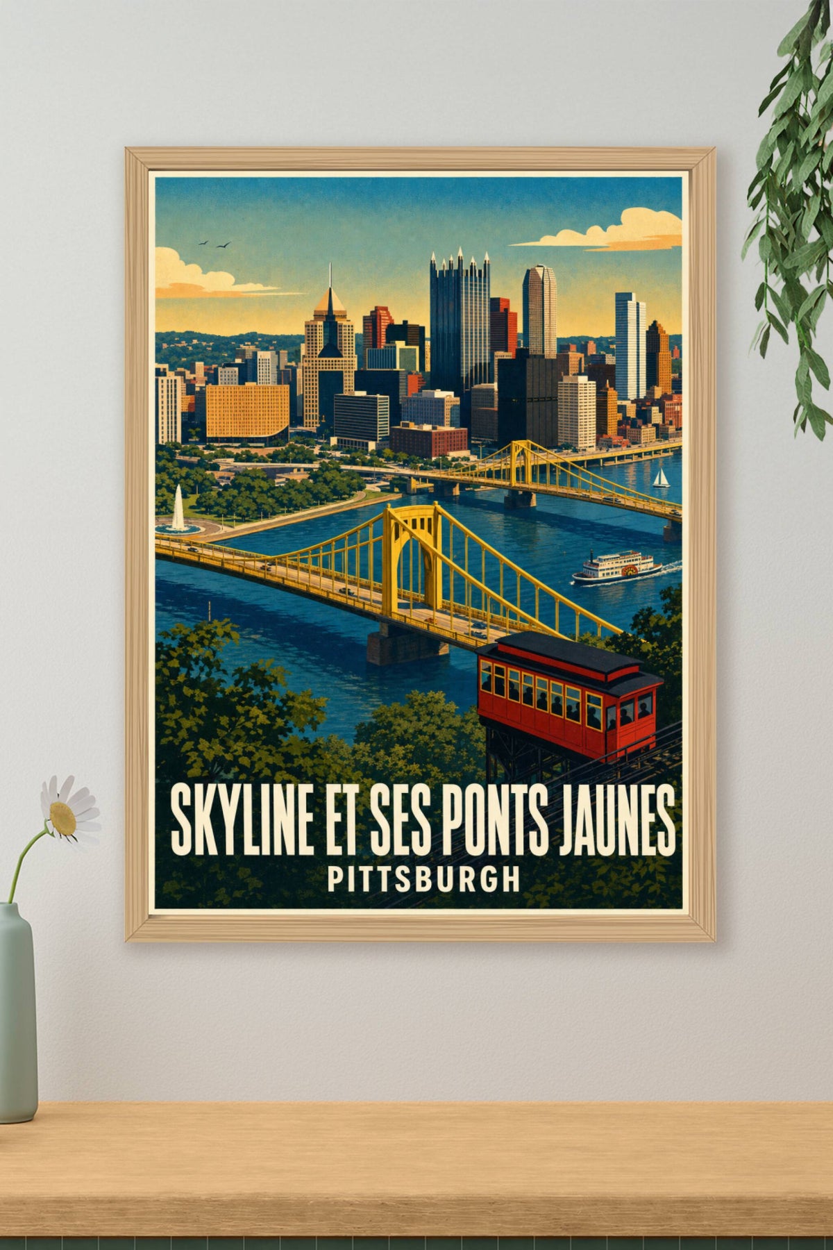 Affiche de Pittsburgh, poster skyline et ponts