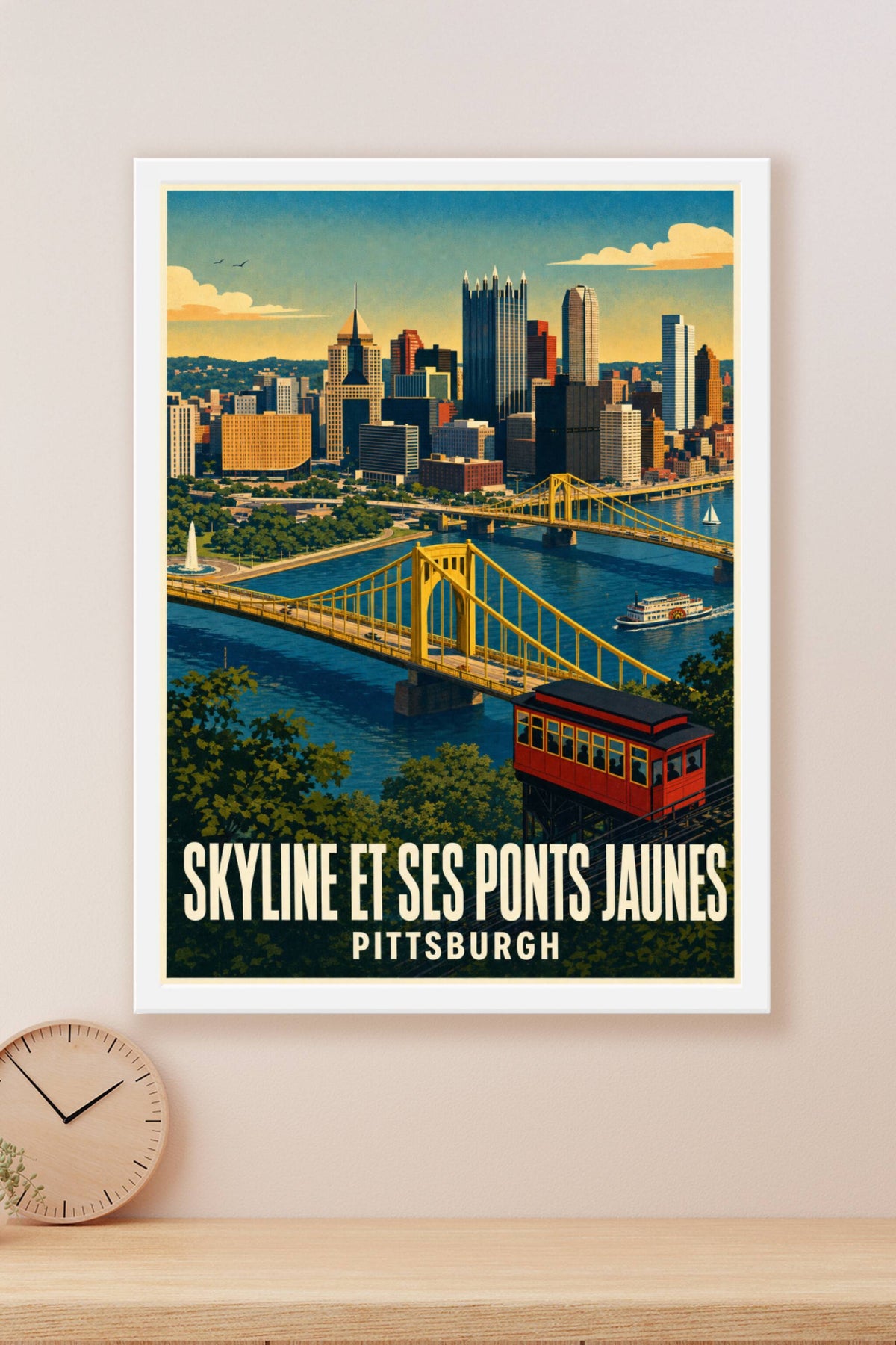 Affiche de Pittsburgh, poster skyline et ponts