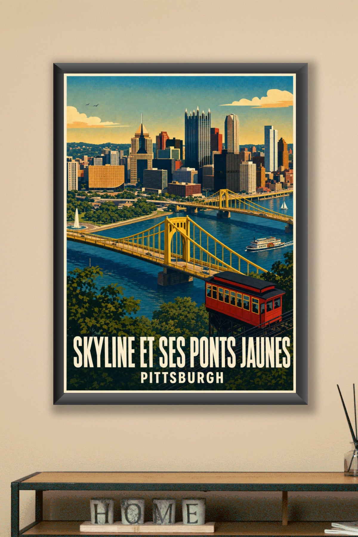 Affiche de Pittsburgh, poster skyline et ponts