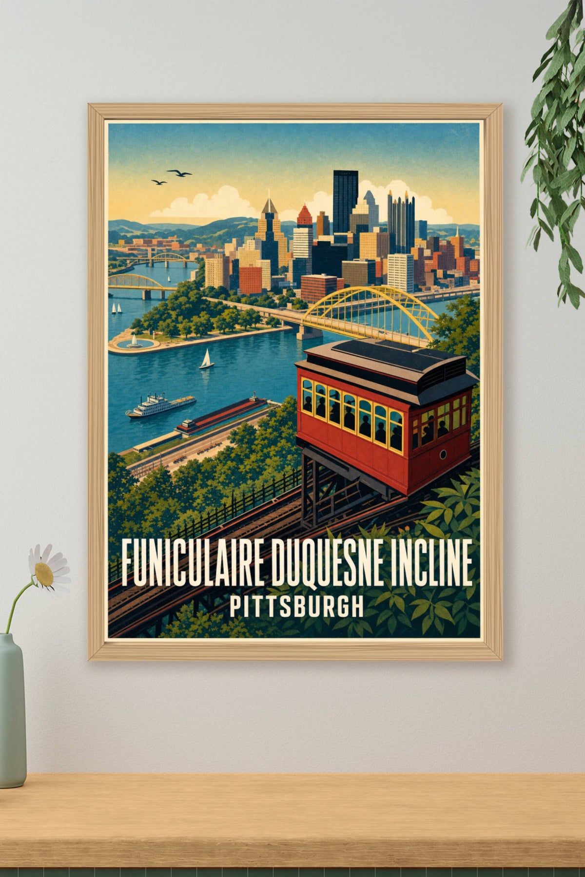 Affiche du funiculaire de Pittsburgh, poster rétro